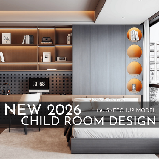 150 Child Study Room SketchUp 3D Models | 2026 New Interior Design Bundle