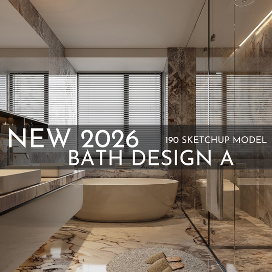 190 Bathroom SketchUp 3D Models | 2026 New Bath Design A | Interior Design Asset Pack