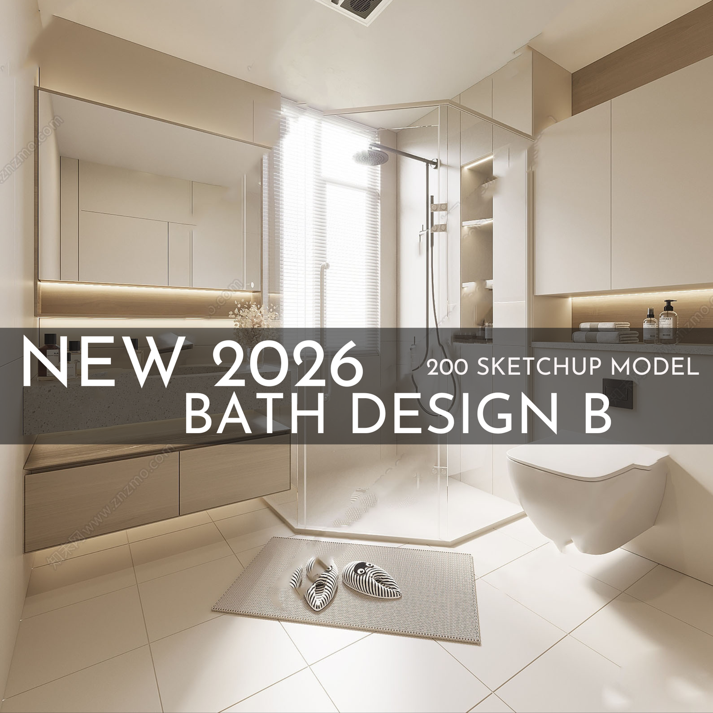 200 Bathroom SketchUp 3D Models | 2026 New Bath Design B | Interior Design Asset Pack