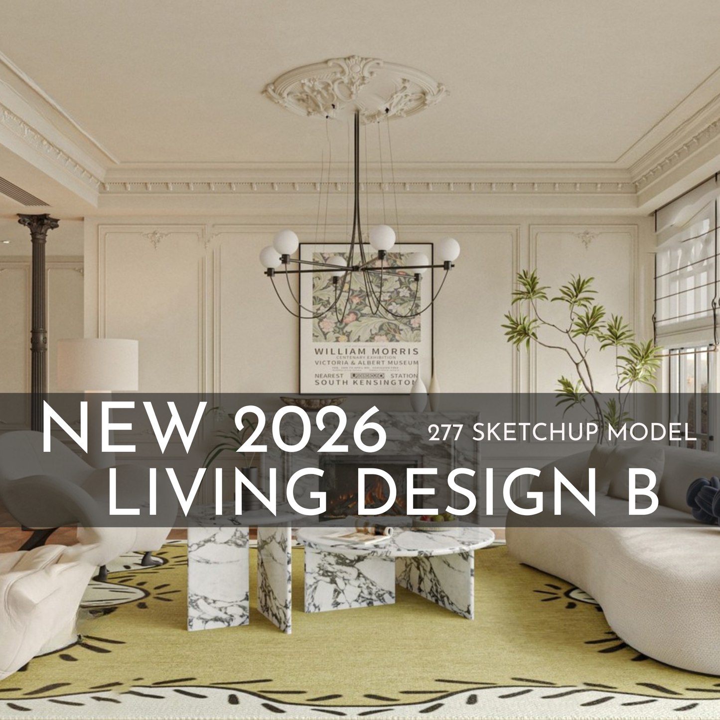 277 Living Room Design B SketchUp 3D Models | 2026 New Design | Interior Asset Pack