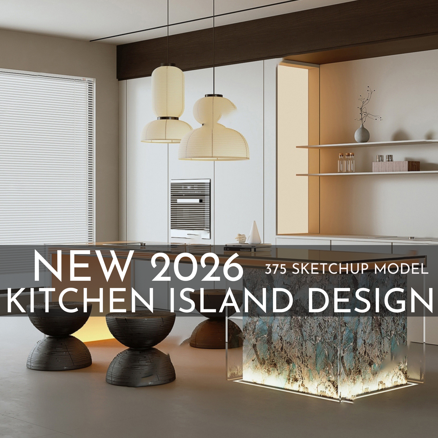 375 Kitchen Island SketchUp 3D Models | 2026 New Design | Interior Asset Pack