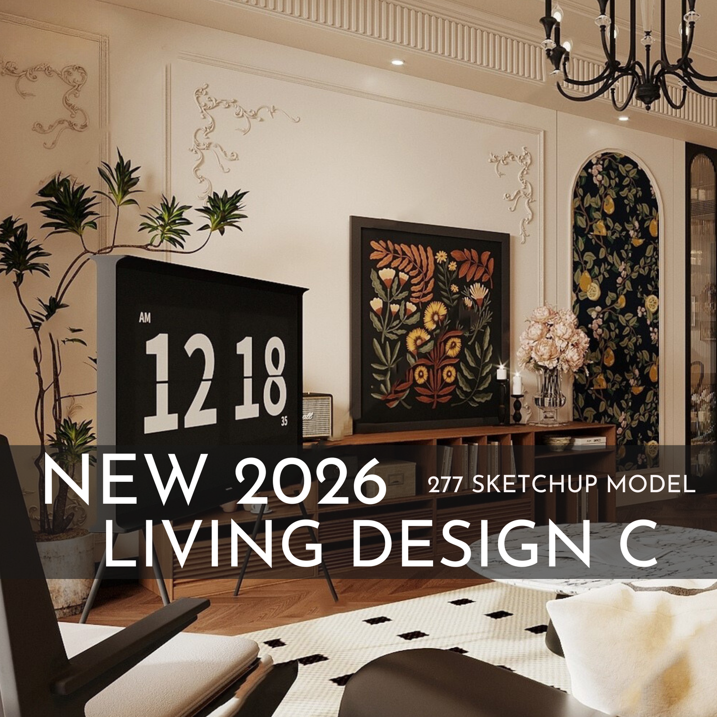 277 Living Room Design C SketchUp 3D Models | 2026 New Design | Interior Asset Pack