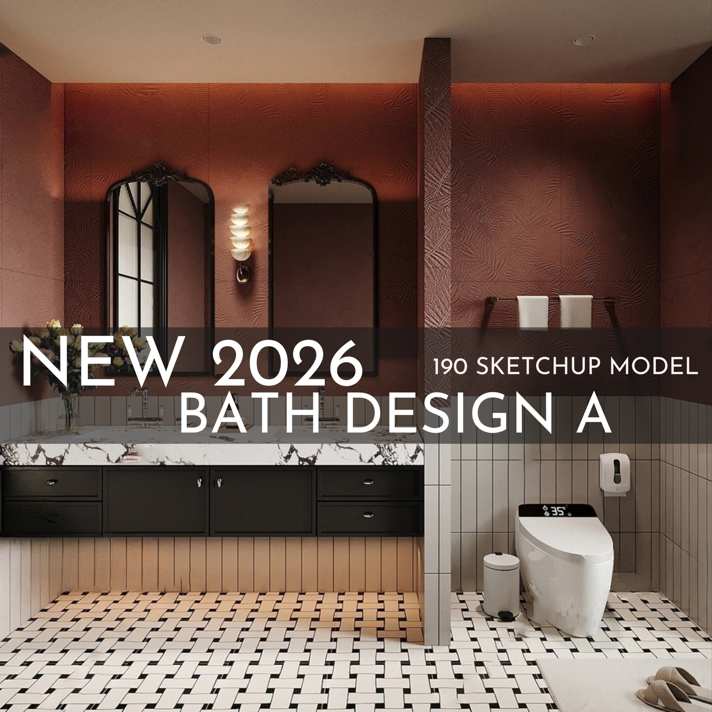 190 Bathroom SketchUp 3D Models | 2026 New Bath Design A | Interior Design Asset Pack