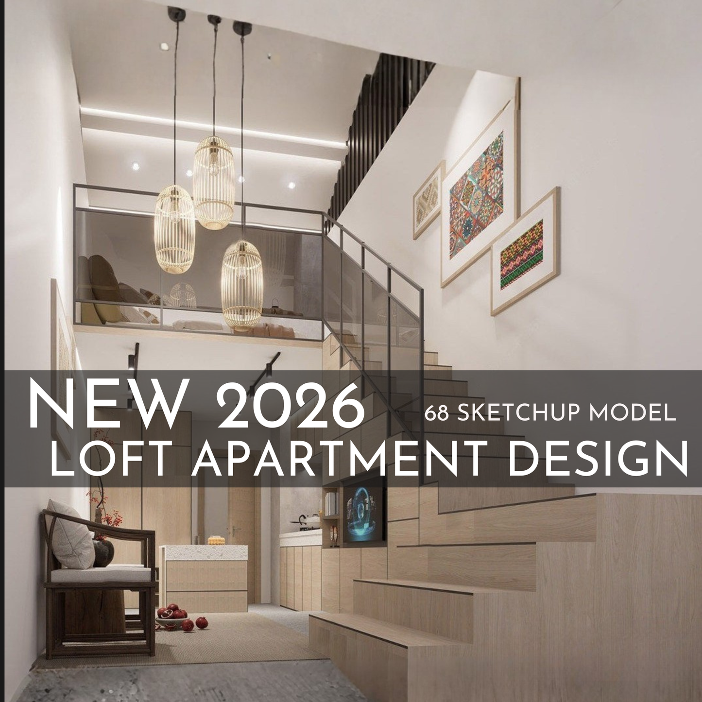 68 Loft Apartment SketchUp 3D Models | Modern Interior Asset Pack