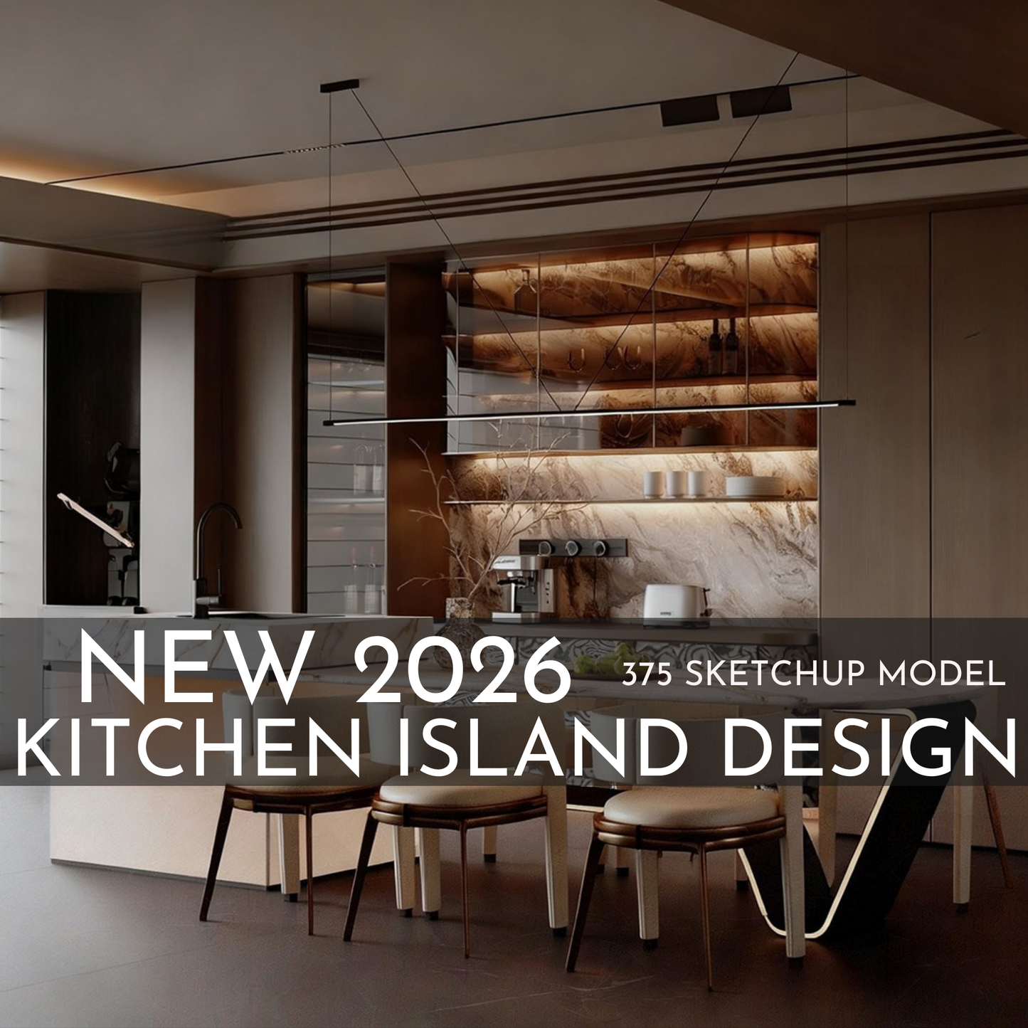 375 Kitchen Island SketchUp 3D Models | 2026 New Design | Interior Asset Pack