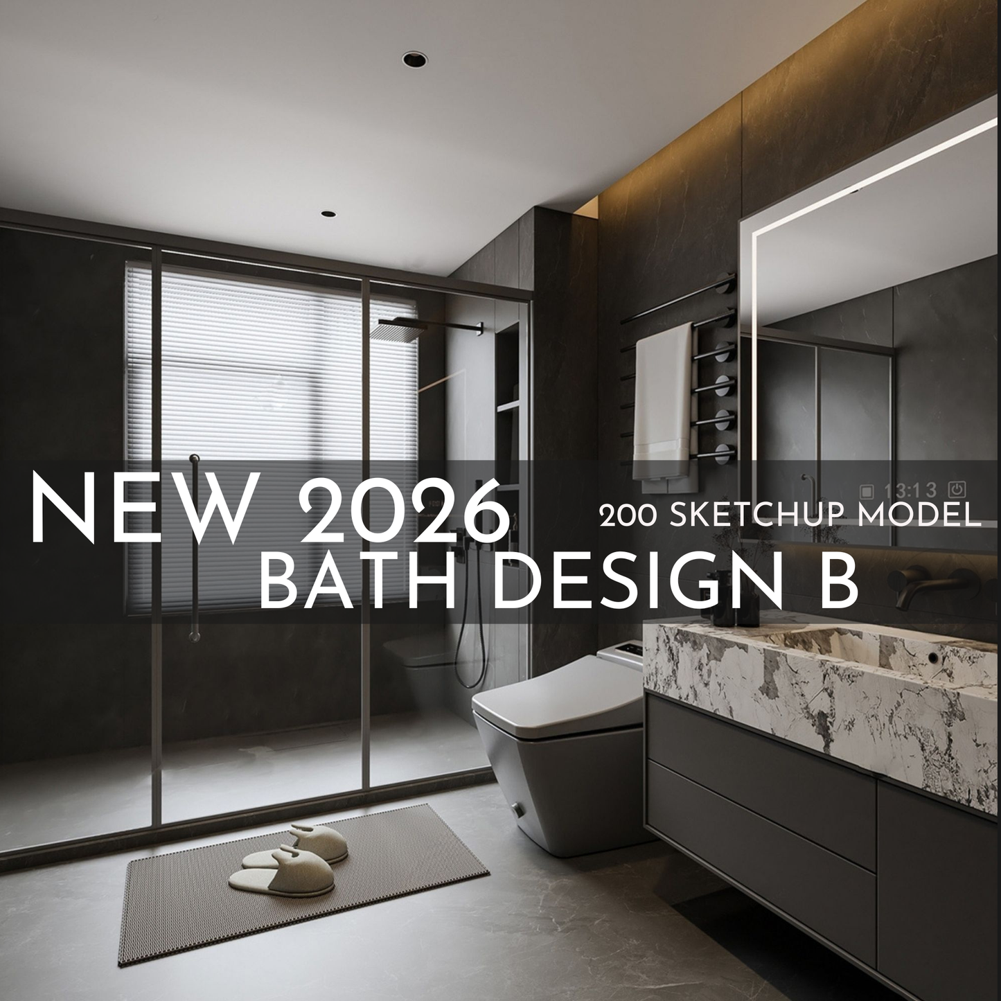 200 Bathroom SketchUp 3D Models | 2026 New Bath Design B | Interior Design Asset Pack