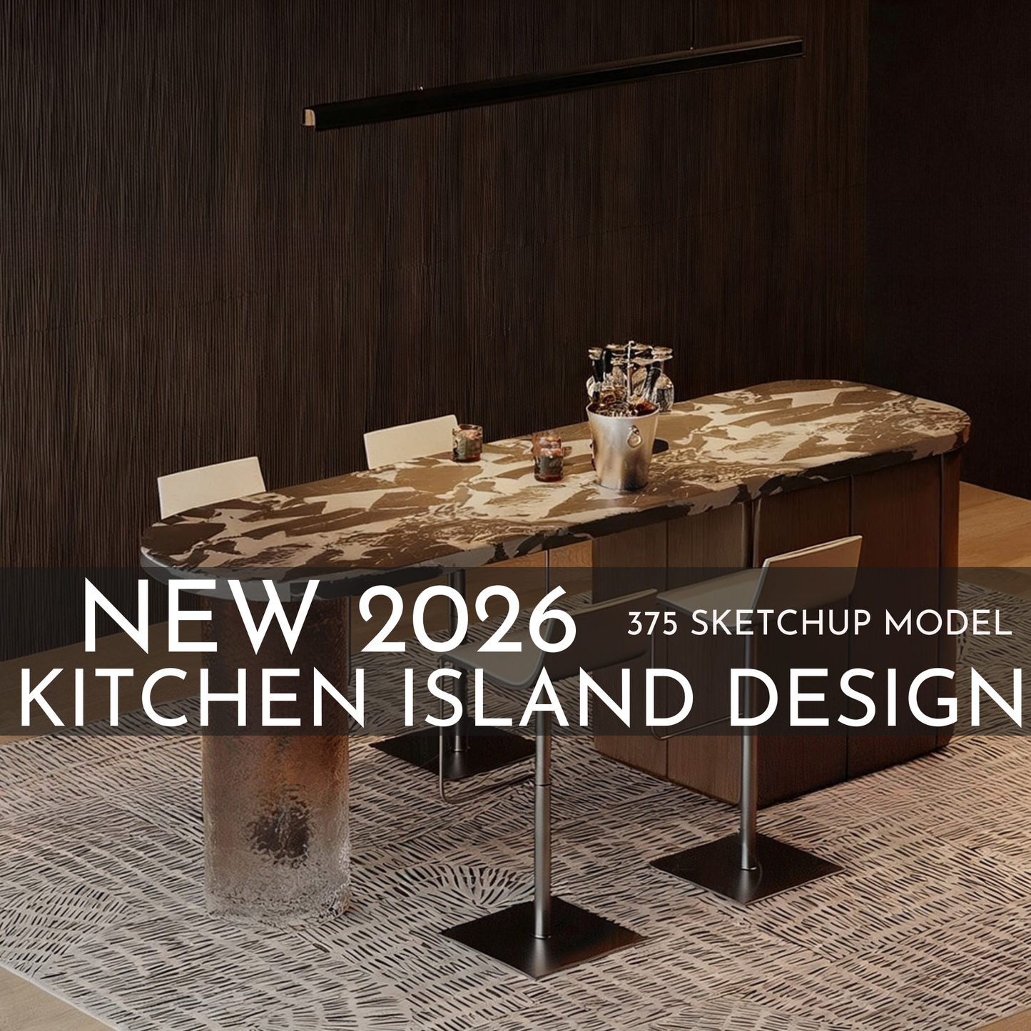375 Kitchen Island SketchUp 3D Models | 2026 New Design | Interior Asset Pack