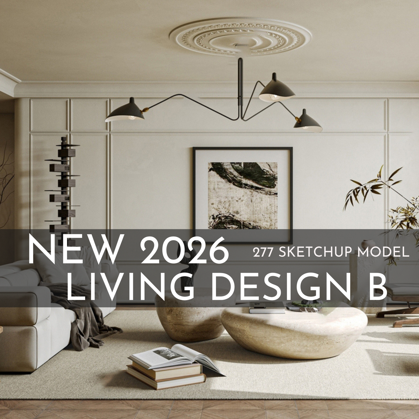 277 Living Room Design B SketchUp 3D Models | 2026 New Design | Interior Asset Pack