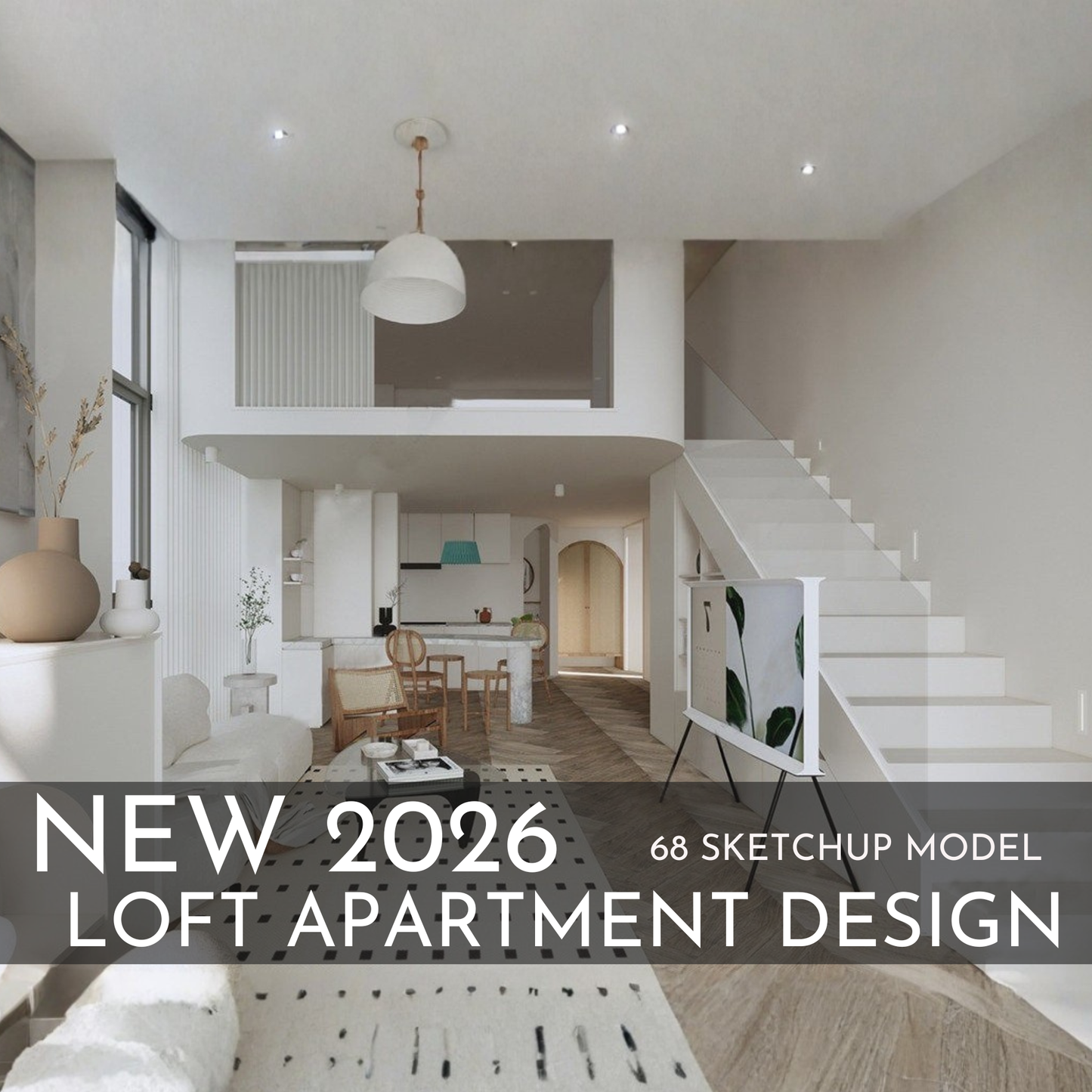 68 Loft Apartment SketchUp 3D Models | Modern Interior Asset Pack
