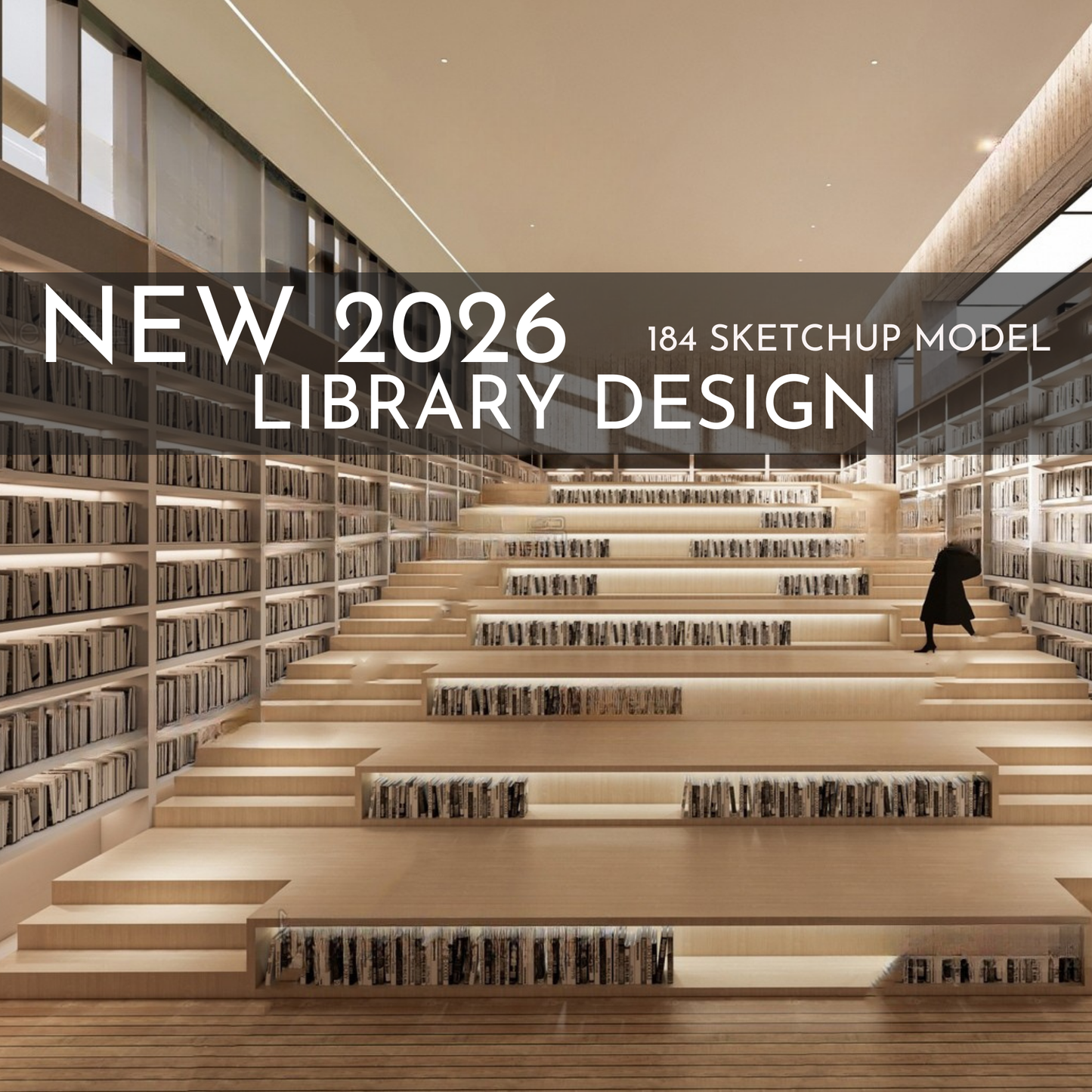 NEW 2026 Library Bookstore 184 Interior Design 3D Model - Sketchup Commercial Space (Digital Download)