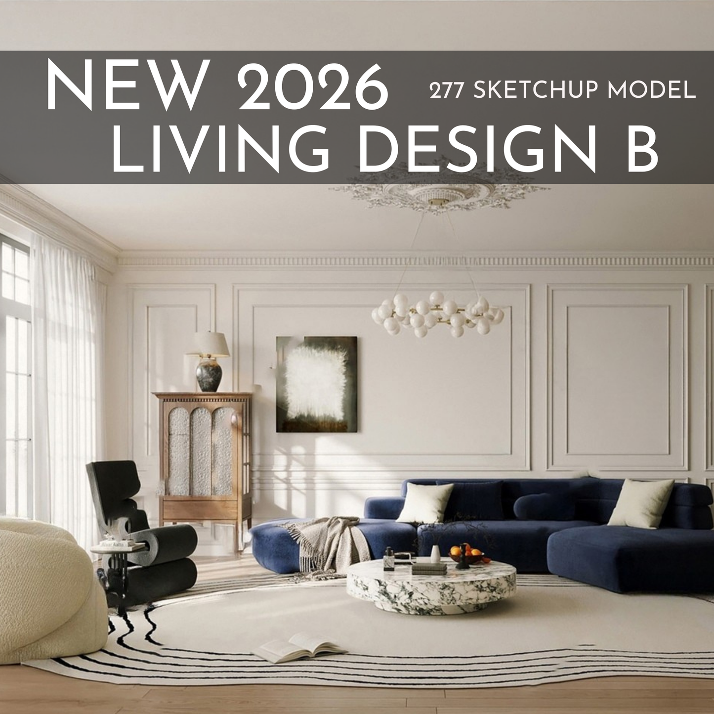 277 Living Room Design B SketchUp 3D Models | 2026 New Design | Interior Asset Pack