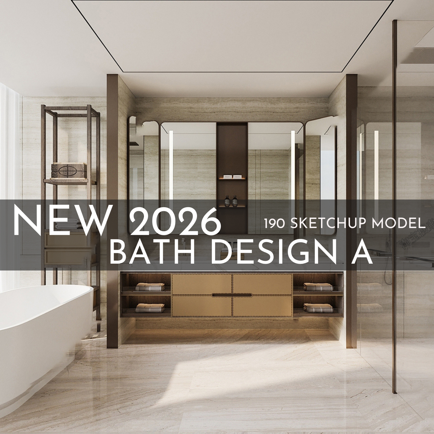 190 Bathroom SketchUp 3D Models | 2026 New Bath Design A | Interior Design Asset Pack