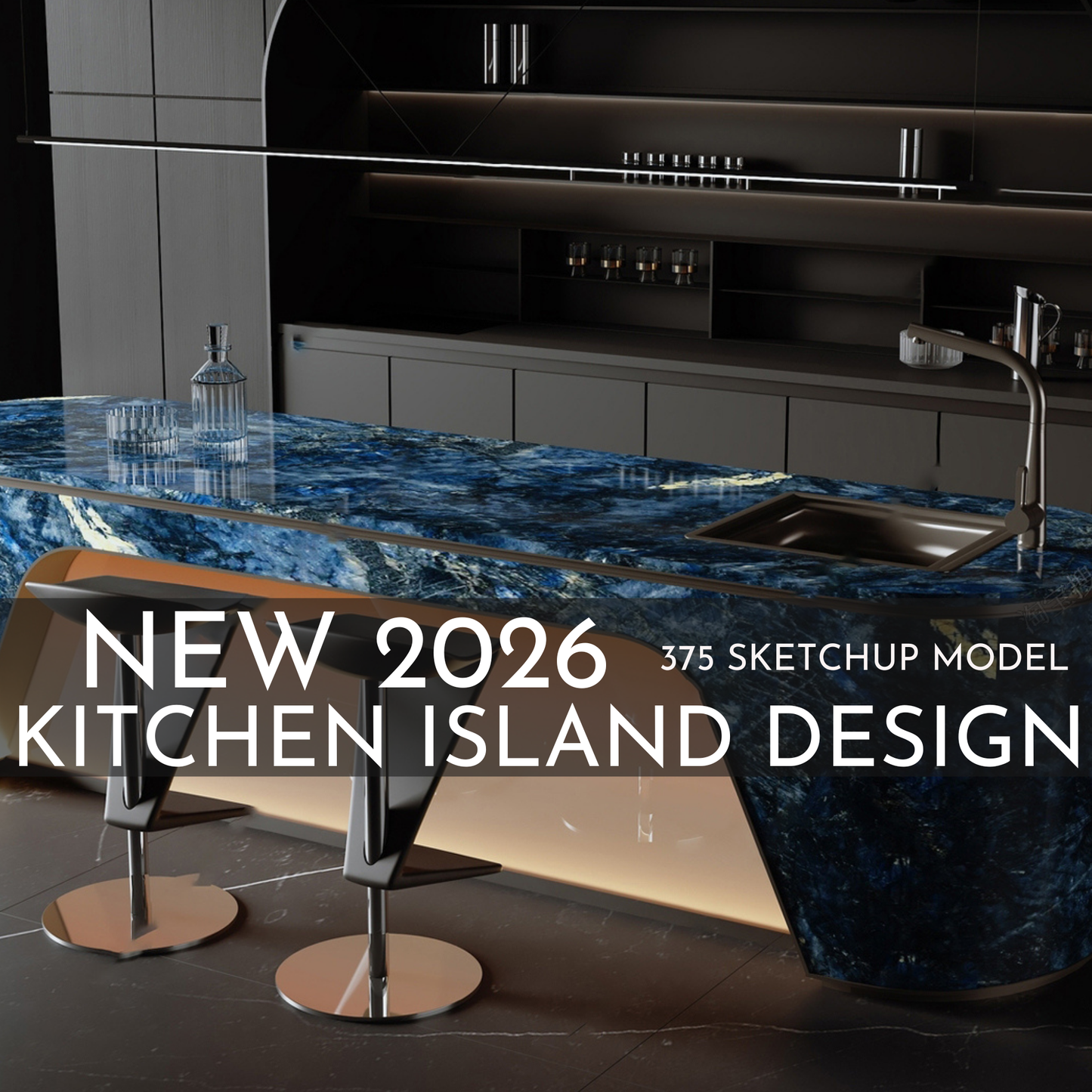 375 Kitchen Island SketchUp 3D Models | 2026 New Design | Interior Asset Pack