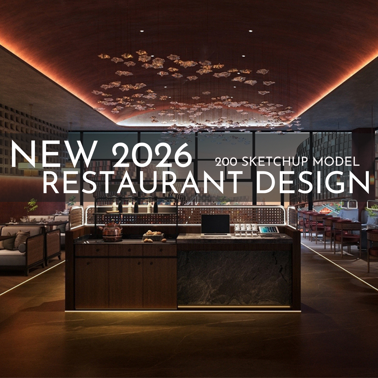 2026 NEW! 200 Restaurant - Sketchup 3D Hotel Room Interior Design Model