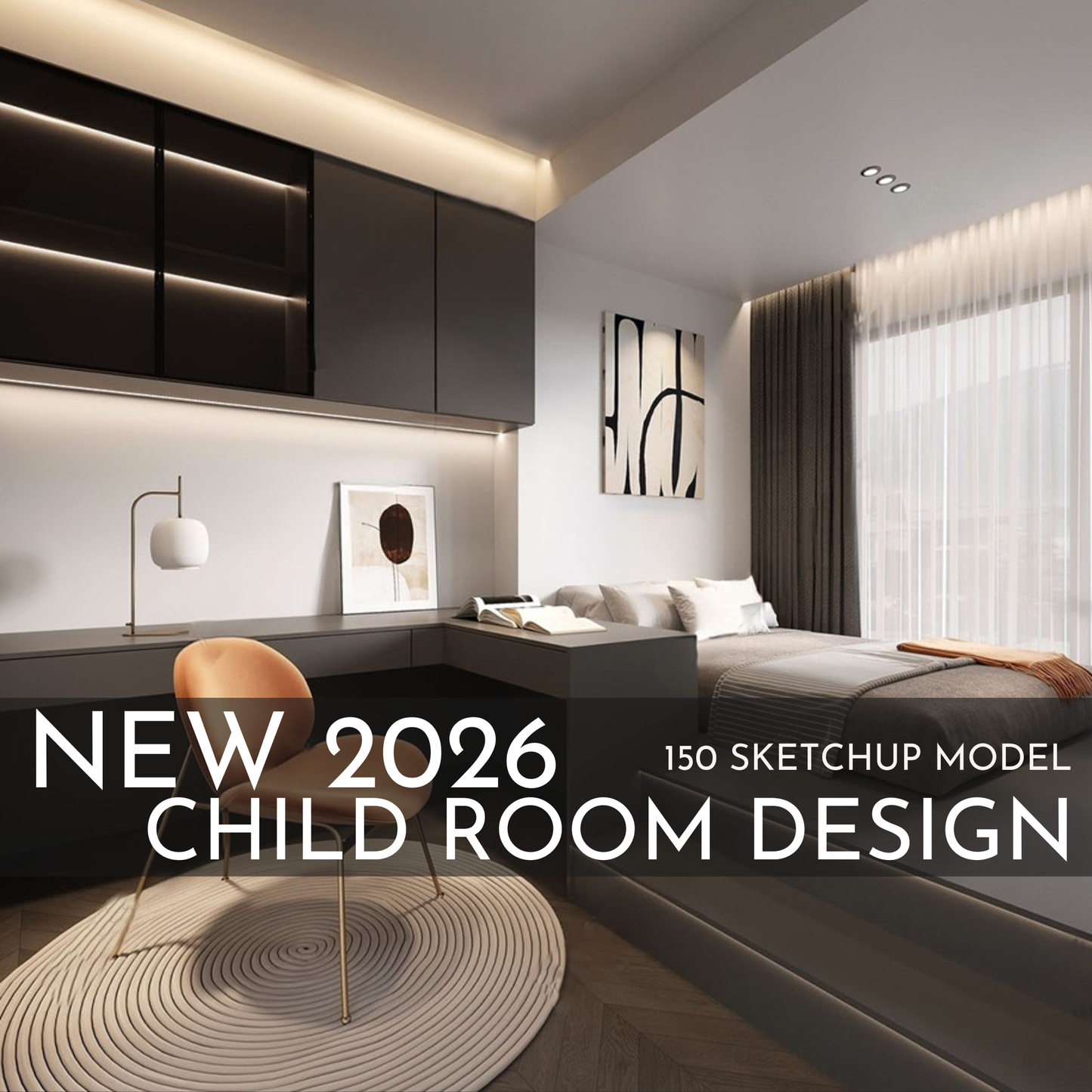150 Child Study Room SketchUp 3D Models | 2026 New Interior Design Bundle