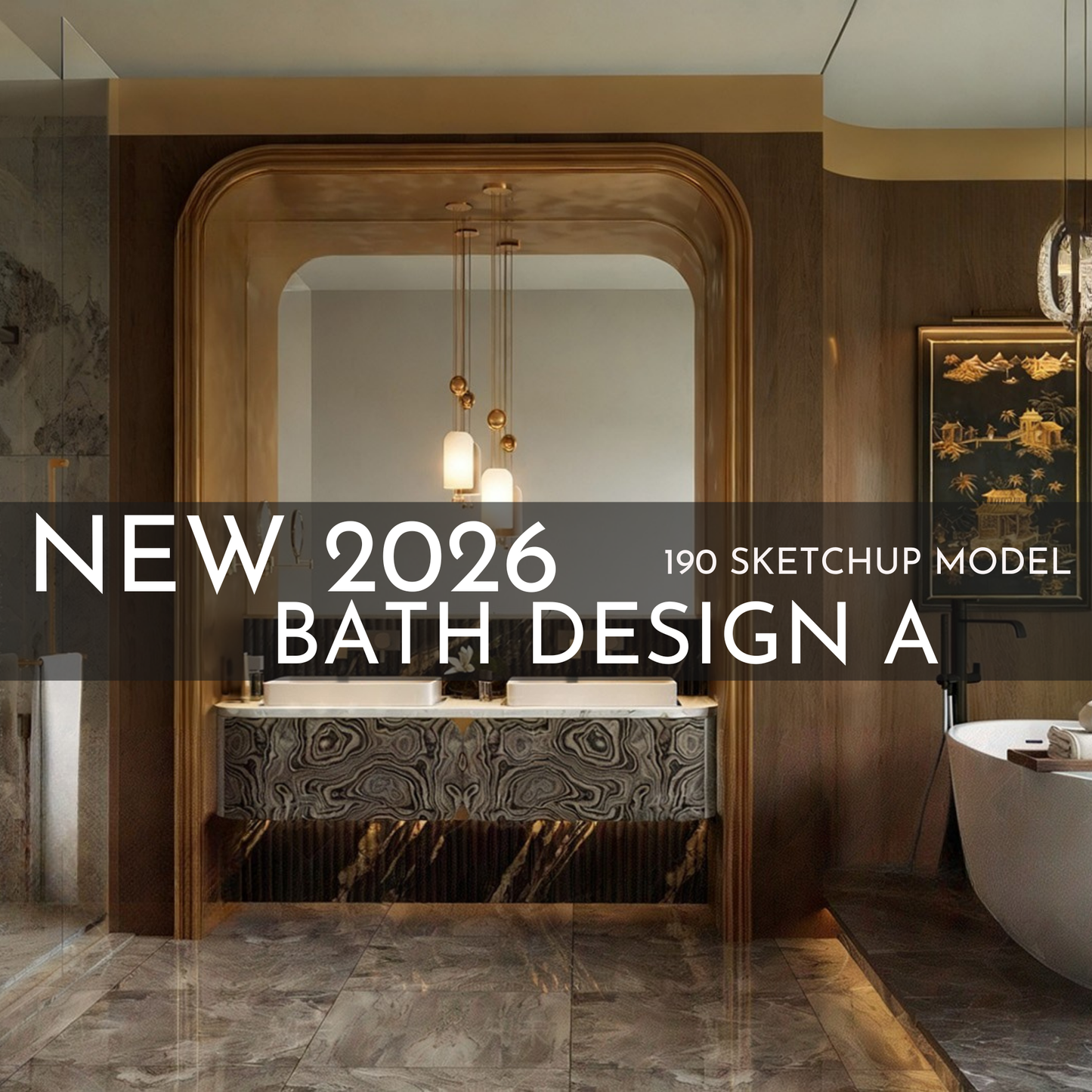 190 Bathroom SketchUp 3D Models | 2026 New Bath Design A | Interior Design Asset Pack
