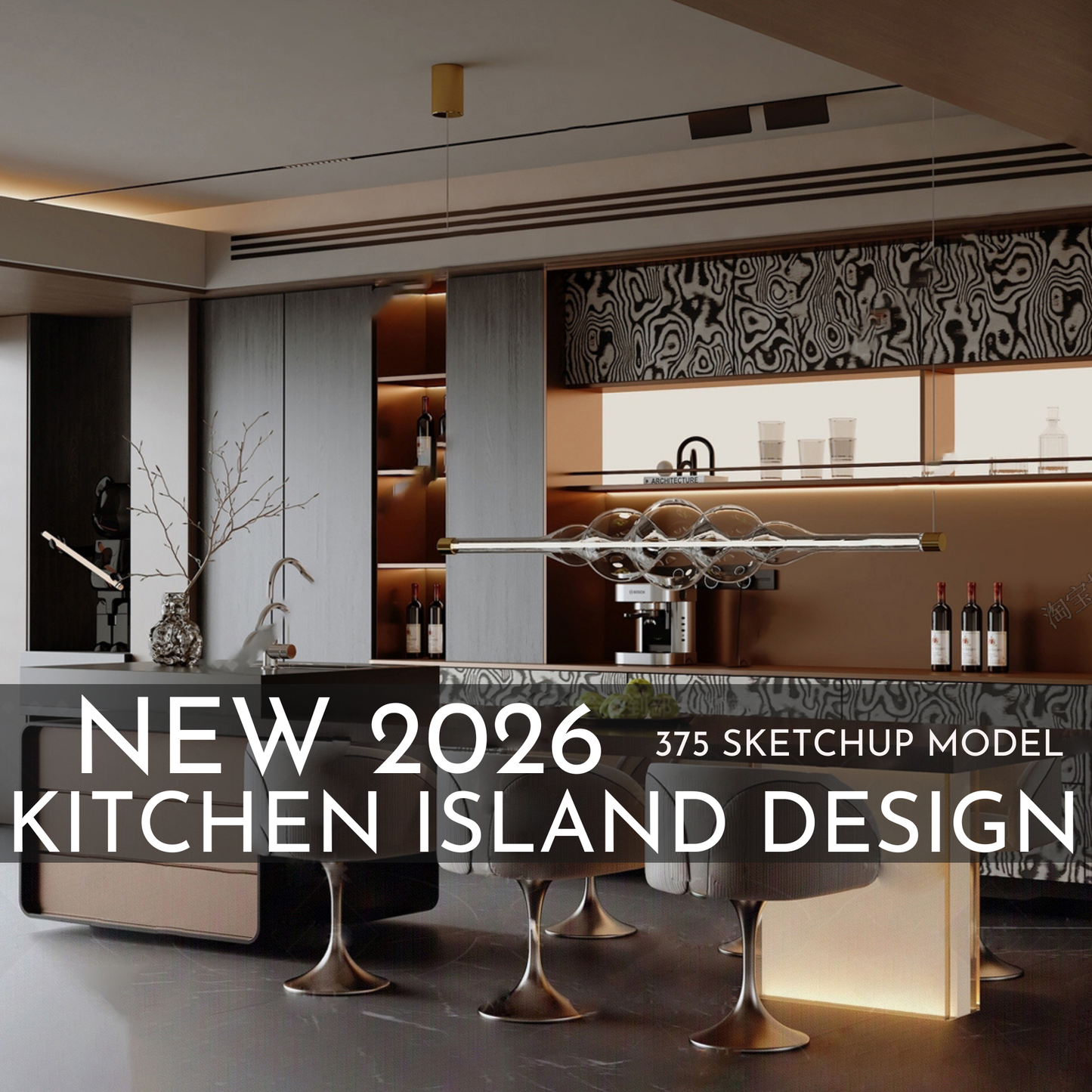 375 Kitchen Island SketchUp 3D Models | 2026 New Design | Interior Asset Pack
