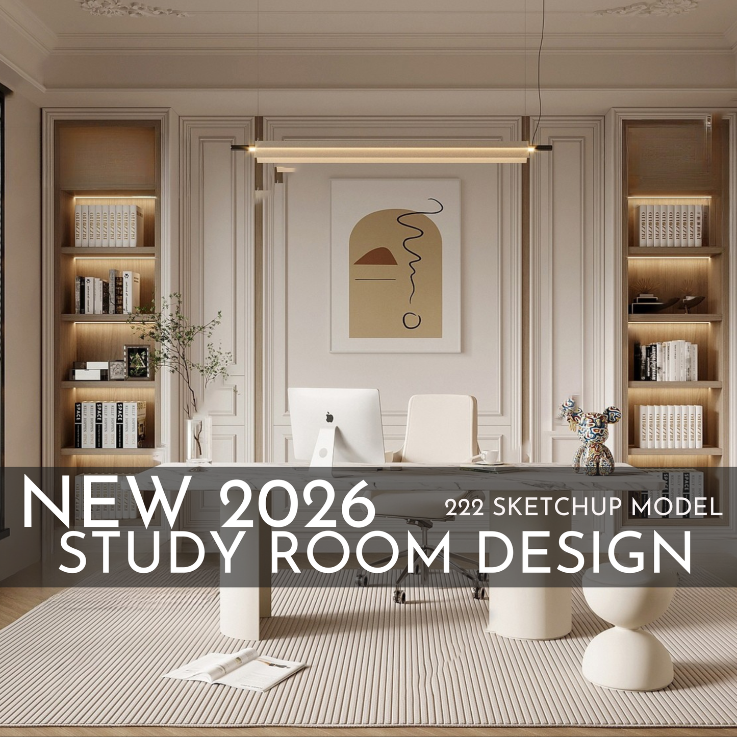 222 Study Room SketchUp 3D Models | 2026 New Design | Interior Asset Pack