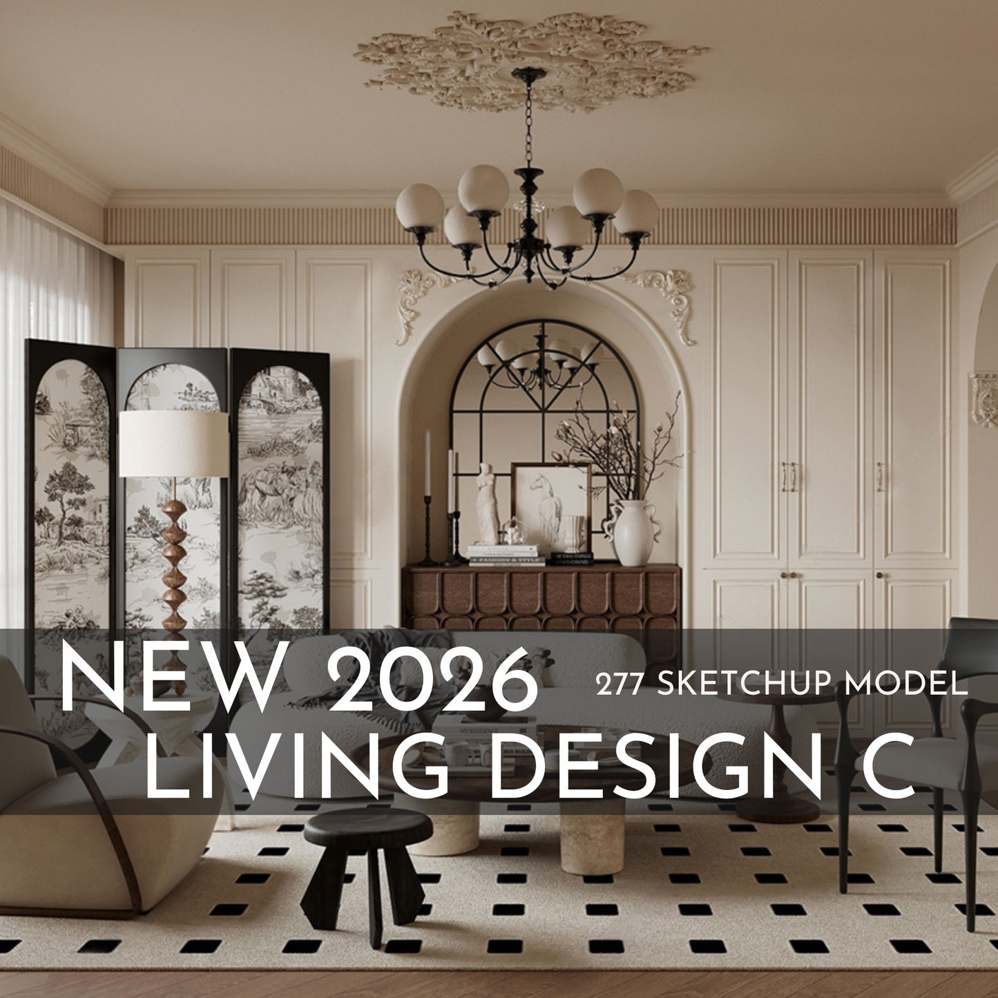 277 Living Room Design C SketchUp 3D Models | 2026 New Design | Interior Asset Pack