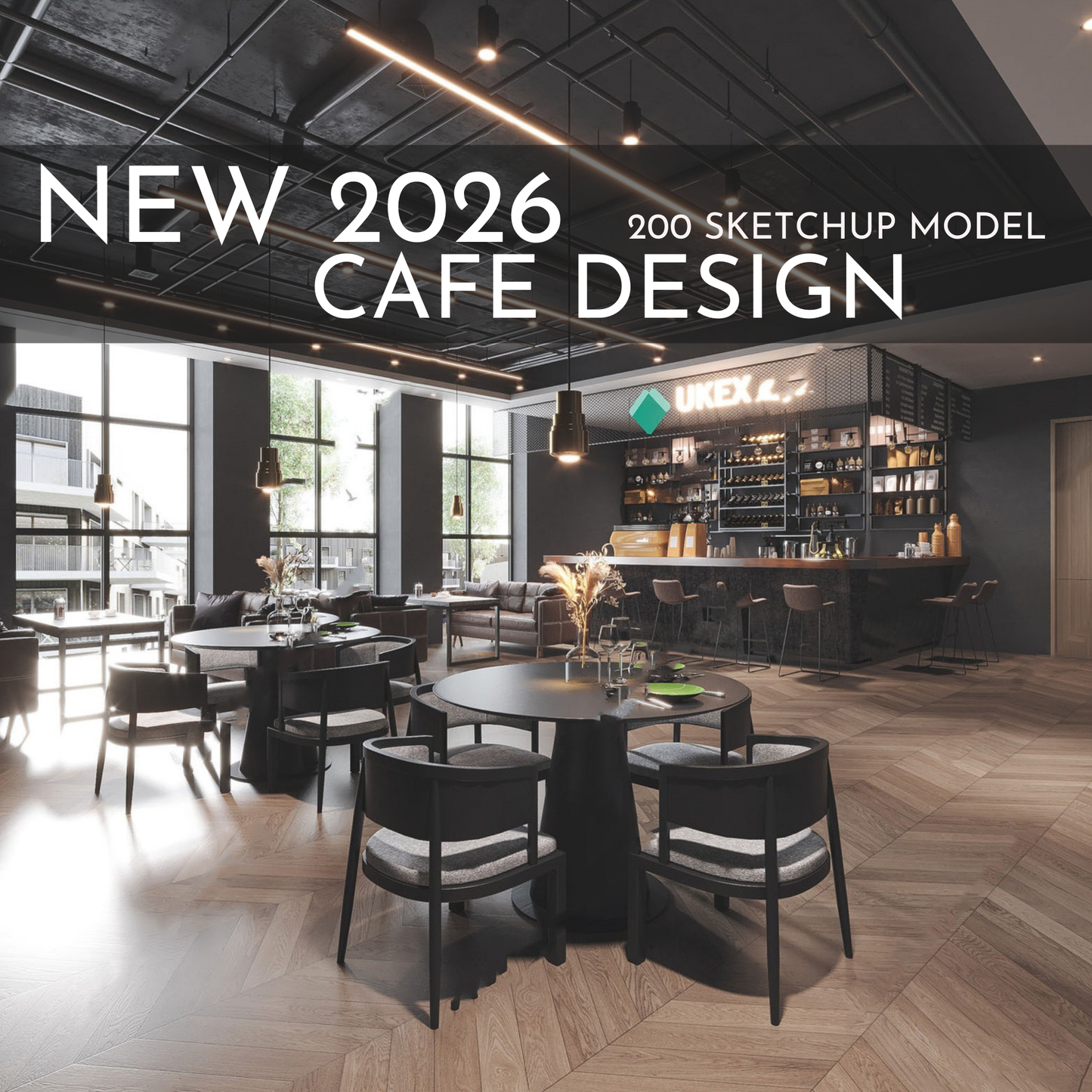 2026 NEW!  200 CAFE  - Sketchup 3D CAFE Interior Design Model