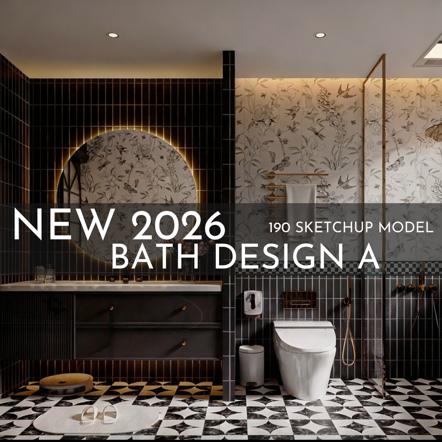 190 Bathroom SketchUp 3D Models | 2026 New Bath Design A | Interior Design Asset Pack
