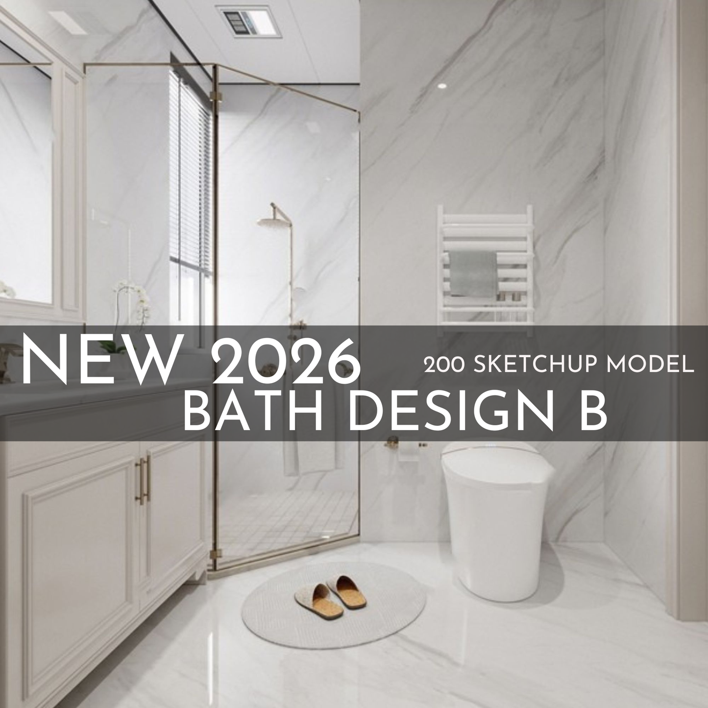 200 Bathroom SketchUp 3D Models | 2026 New Bath Design B | Interior Design Asset Pack