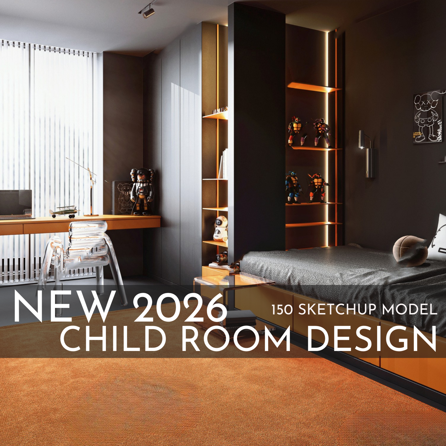 150 Child Study Room SketchUp 3D Models | 2026 New Interior Design Bundle