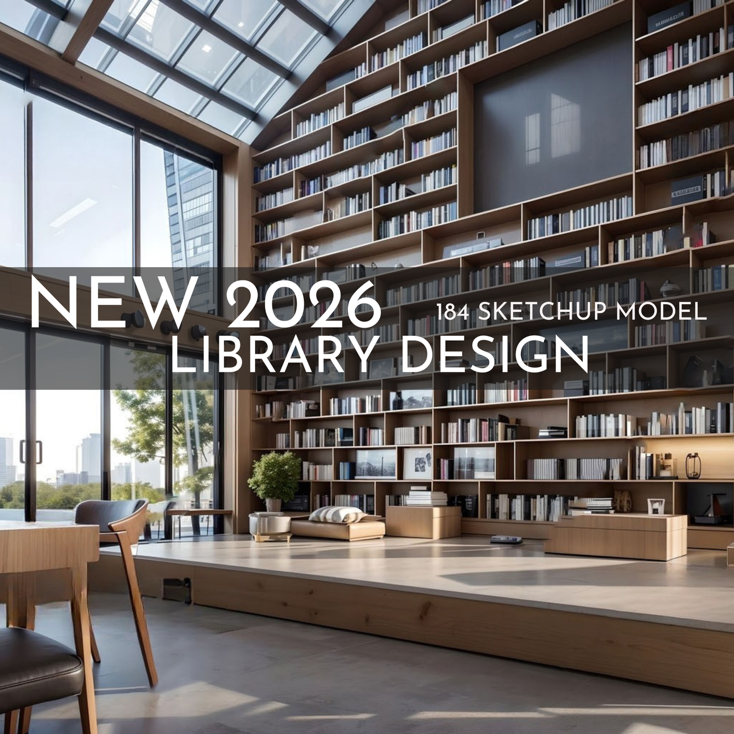 NEW 2026 Library Bookstore 184 Interior Design 3D Model - Sketchup Commercial Space (Digital Download)