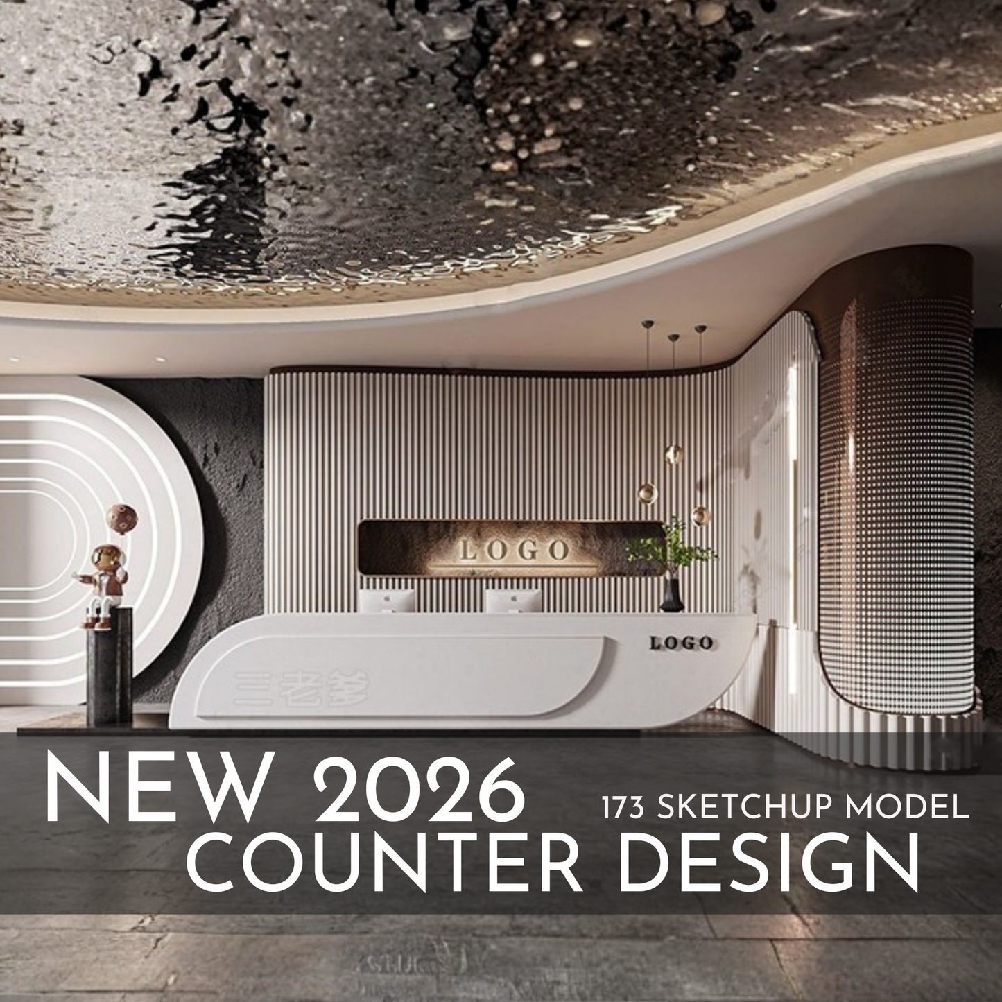 Counter Design | 173 SketchUp 3D Models | Commercial Interior Asset Full Bundle