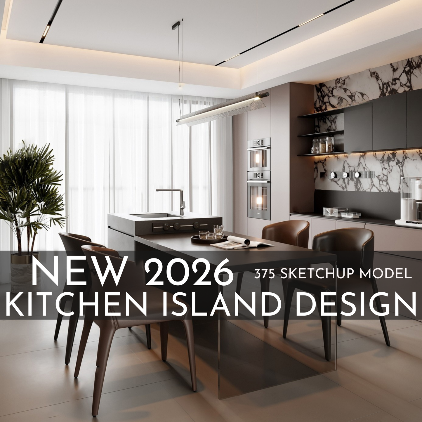 375 Kitchen Island SketchUp 3D Models | 2026 New Design | Interior Asset Pack