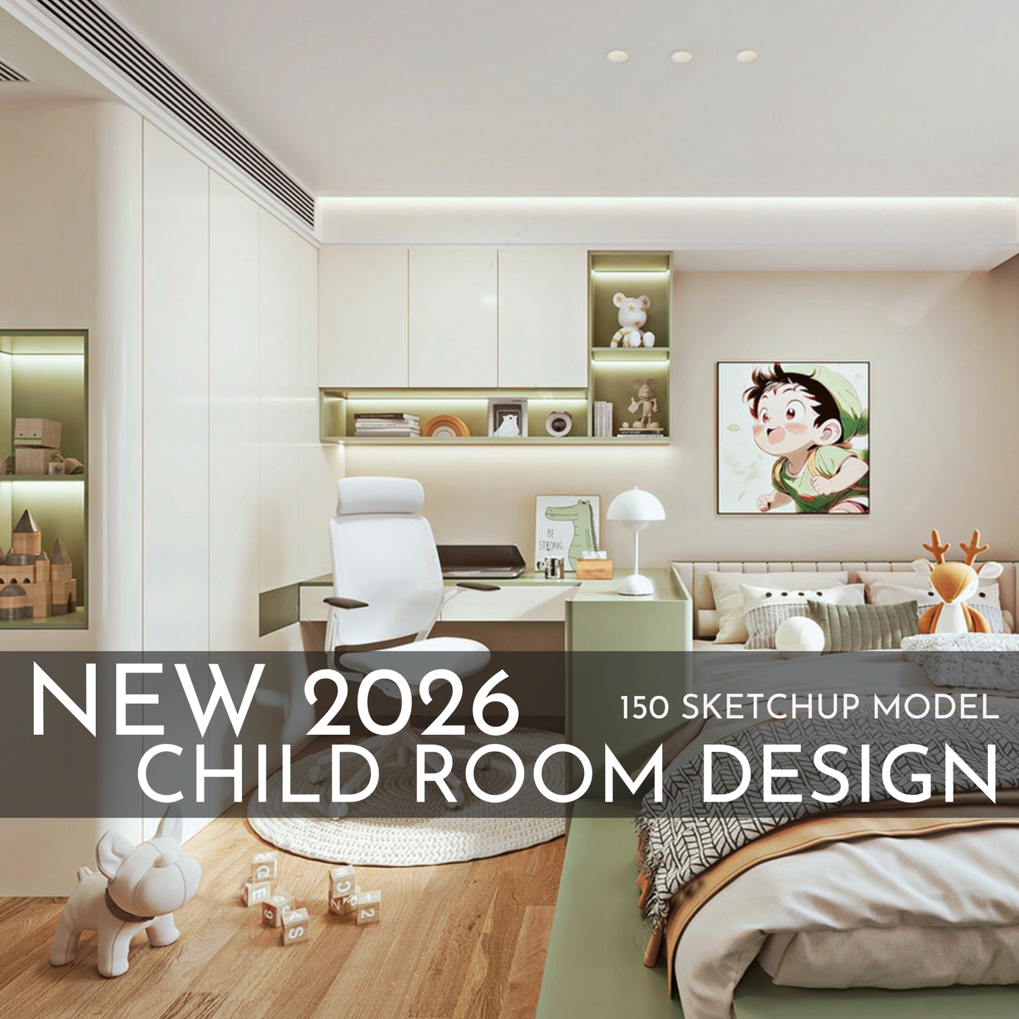 150 Child Study Room SketchUp 3D Models | 2026 New Interior Design Bundle
