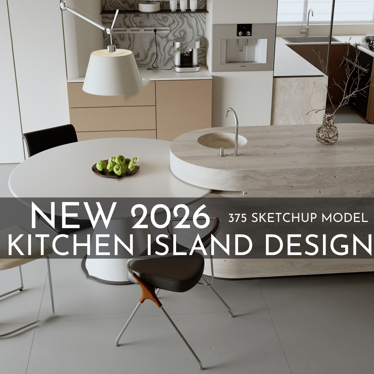 375 Kitchen Island SketchUp 3D Models | 2026 New Design | Interior Asset Pack