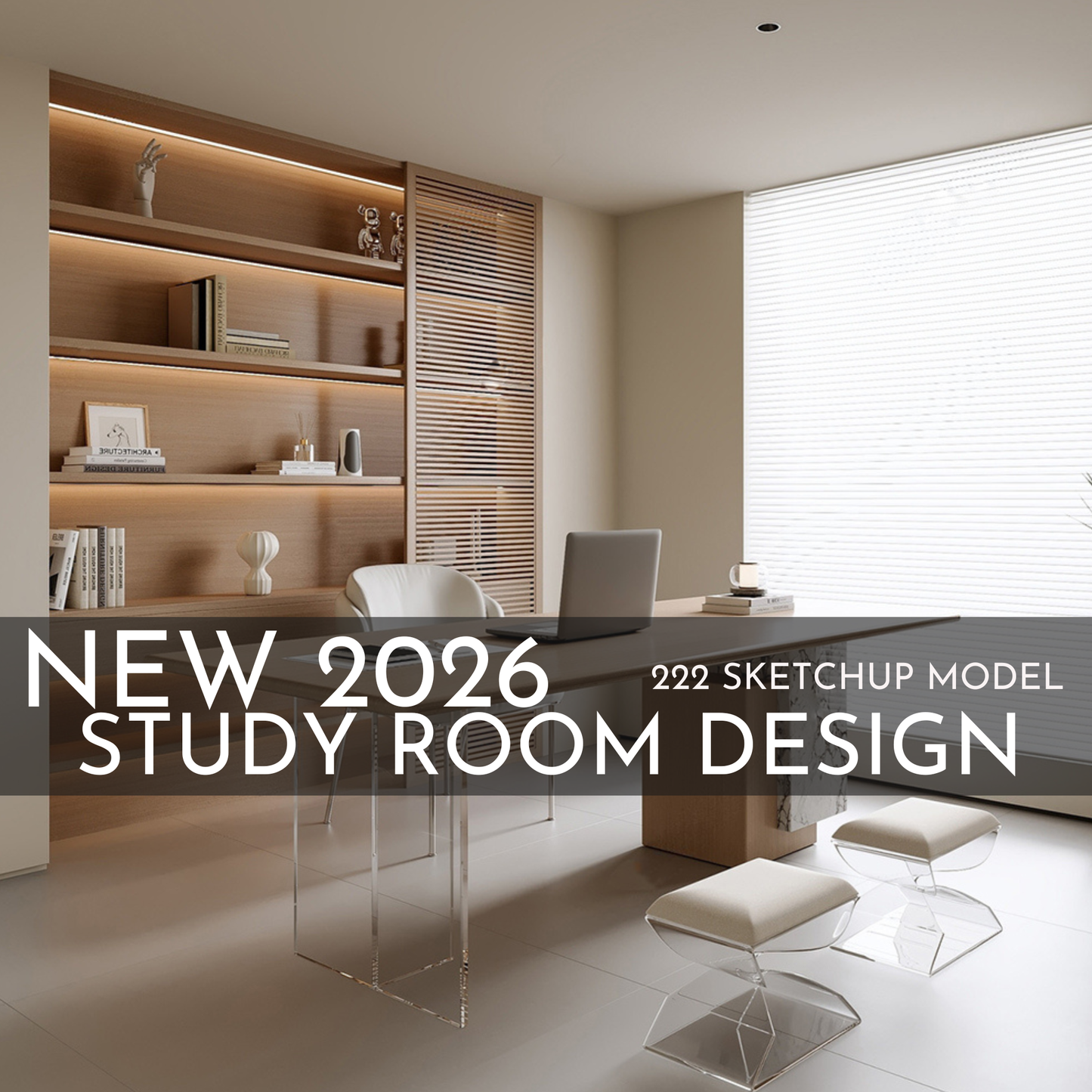 222 Study Room SketchUp 3D Models | 2026 New Design | Interior Asset Pack