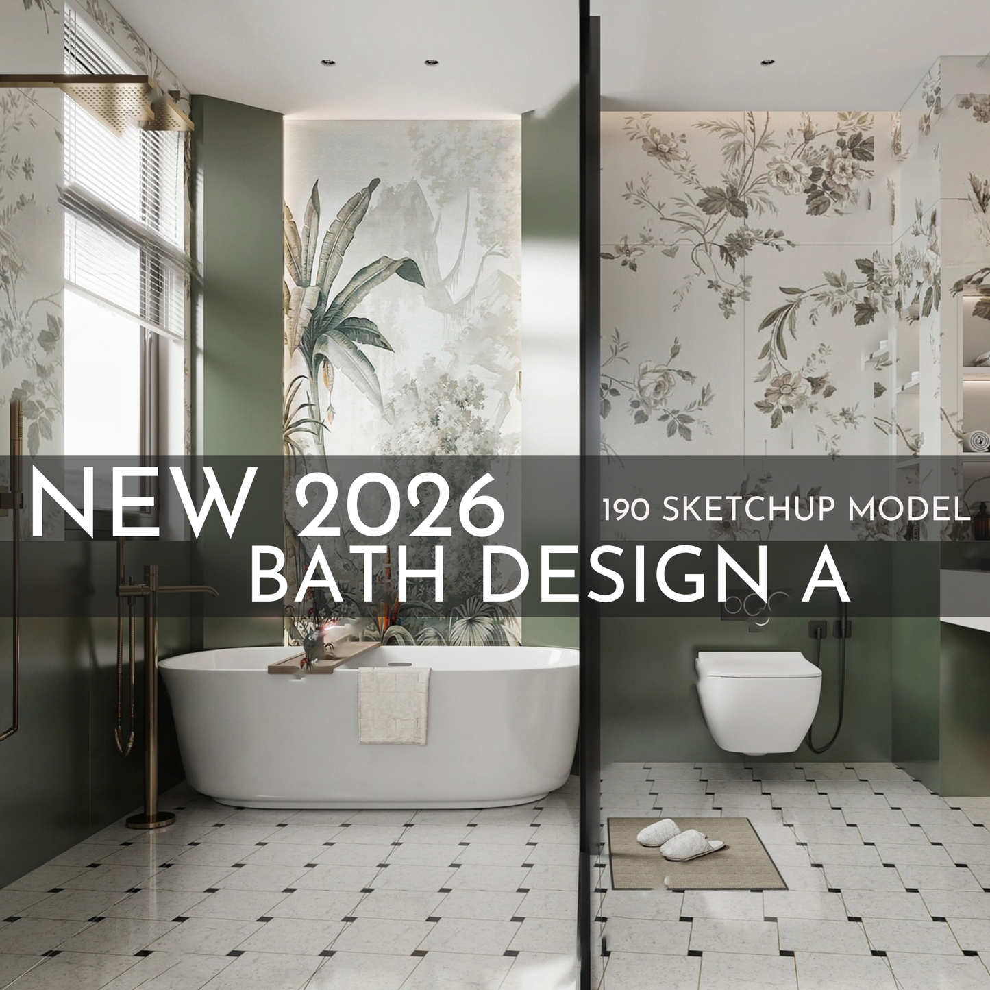 190 Bathroom SketchUp 3D Models | 2026 New Bath Design A | Interior Design Asset Pack