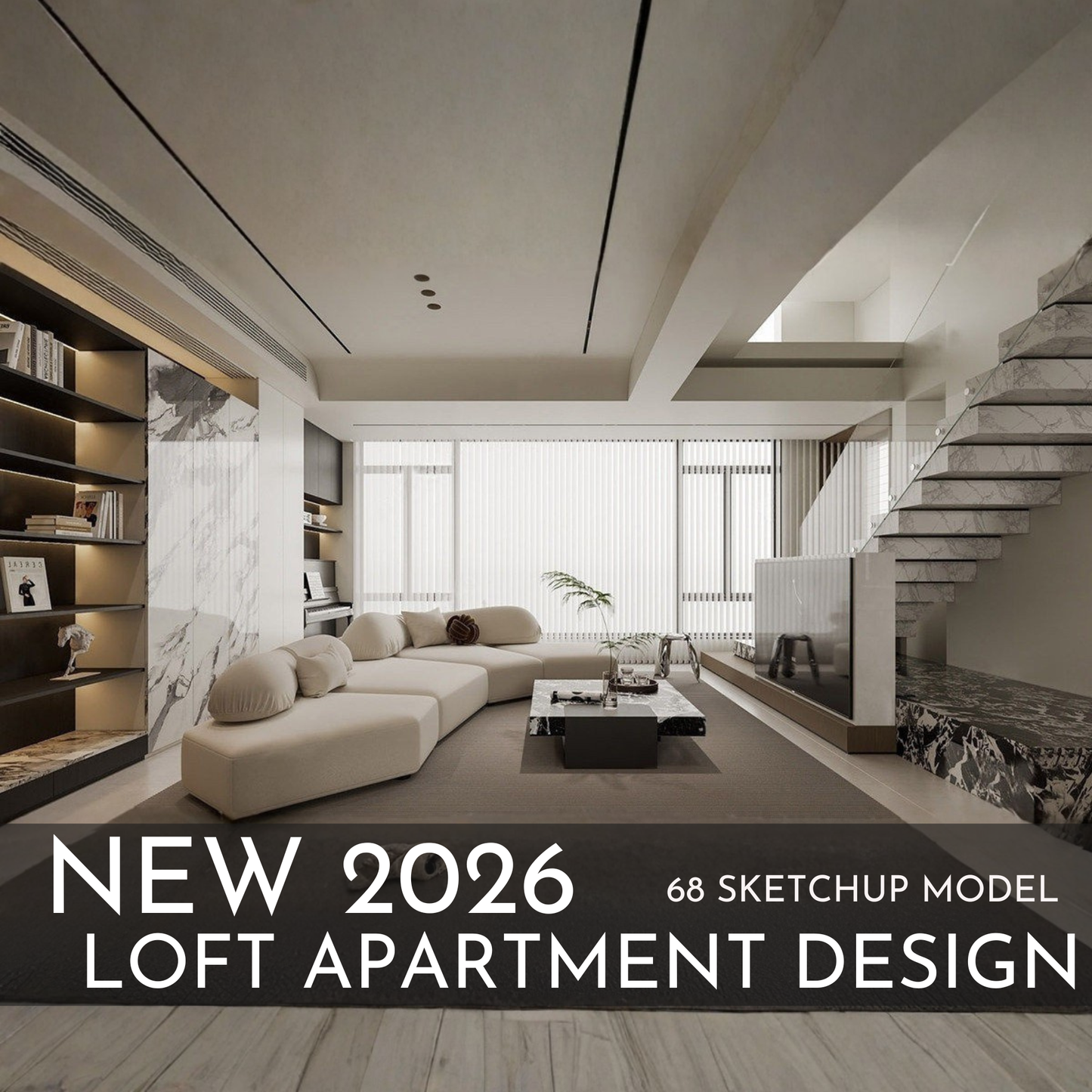 68 Loft Apartment SketchUp 3D Models | Modern Interior Asset Pack