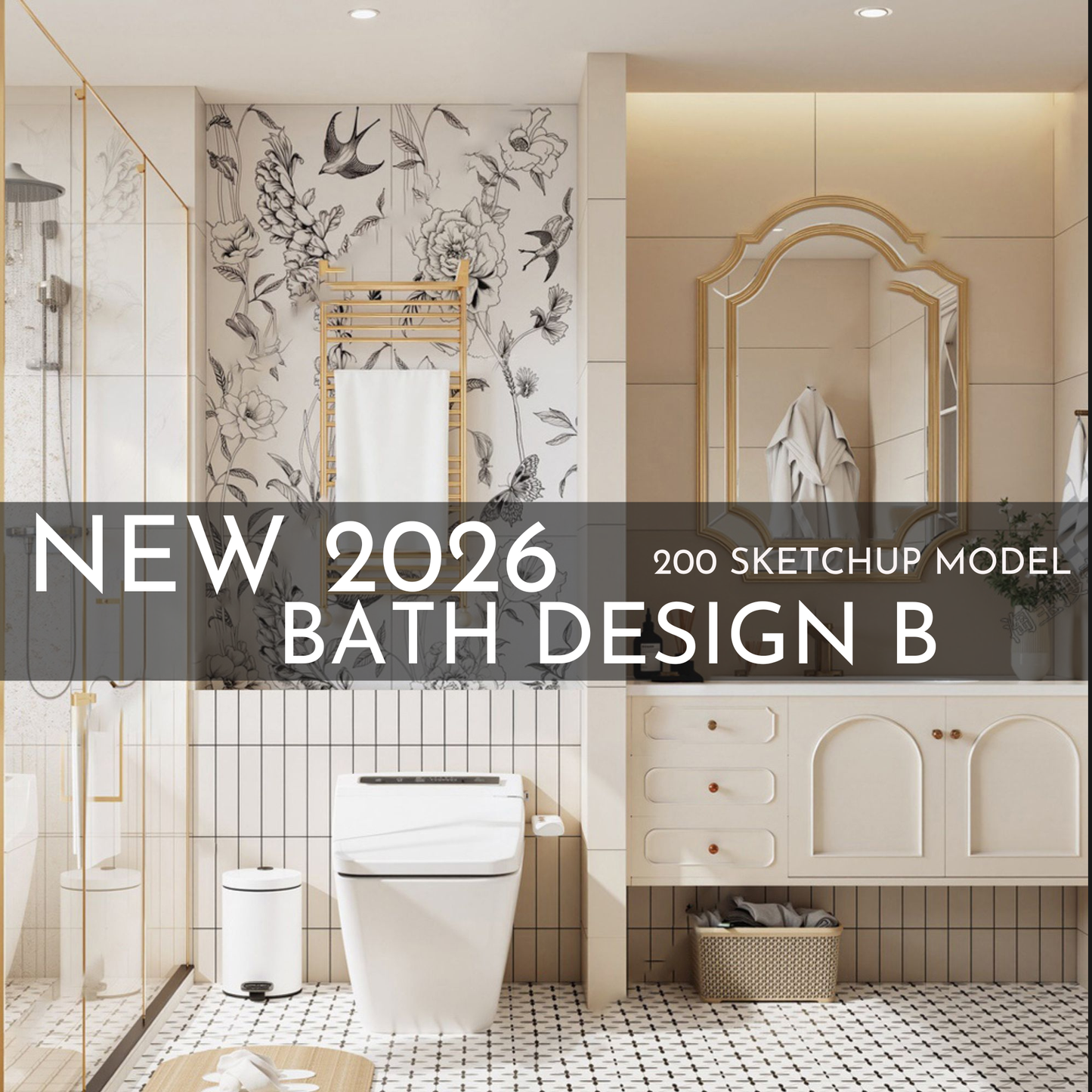 200 Bathroom SketchUp 3D Models | 2026 New Bath Design B | Interior Design Asset Pack