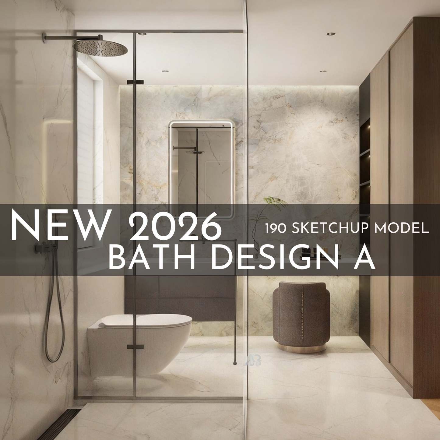190 Bathroom SketchUp 3D Models | 2026 New Bath Design A | Interior Design Asset Pack
