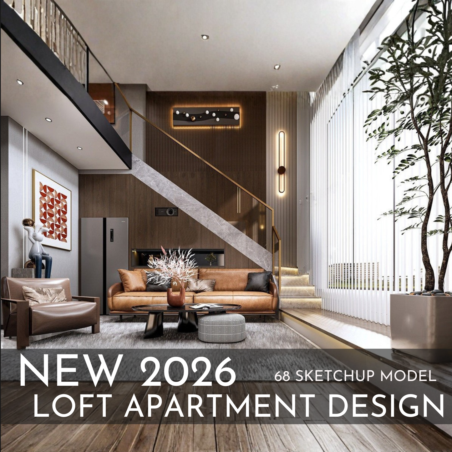 68 Loft Apartment SketchUp 3D Models | Modern Interior Asset Pack