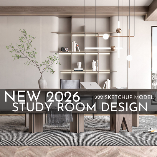 222 Study Room SketchUp 3D Models | 2026 New Design | Interior Asset Pack