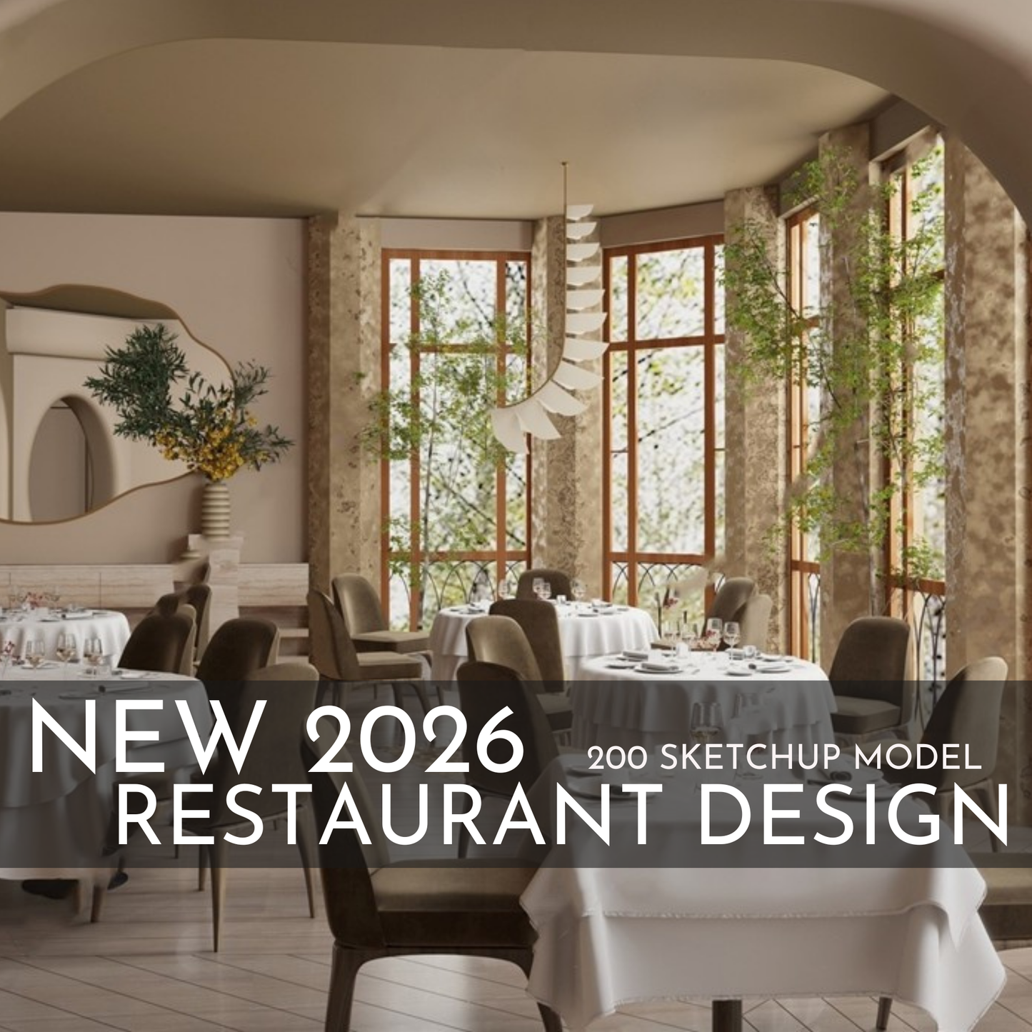 2026 NEW! 200 Restaurant - Sketchup 3D Hotel Room Interior Design Model