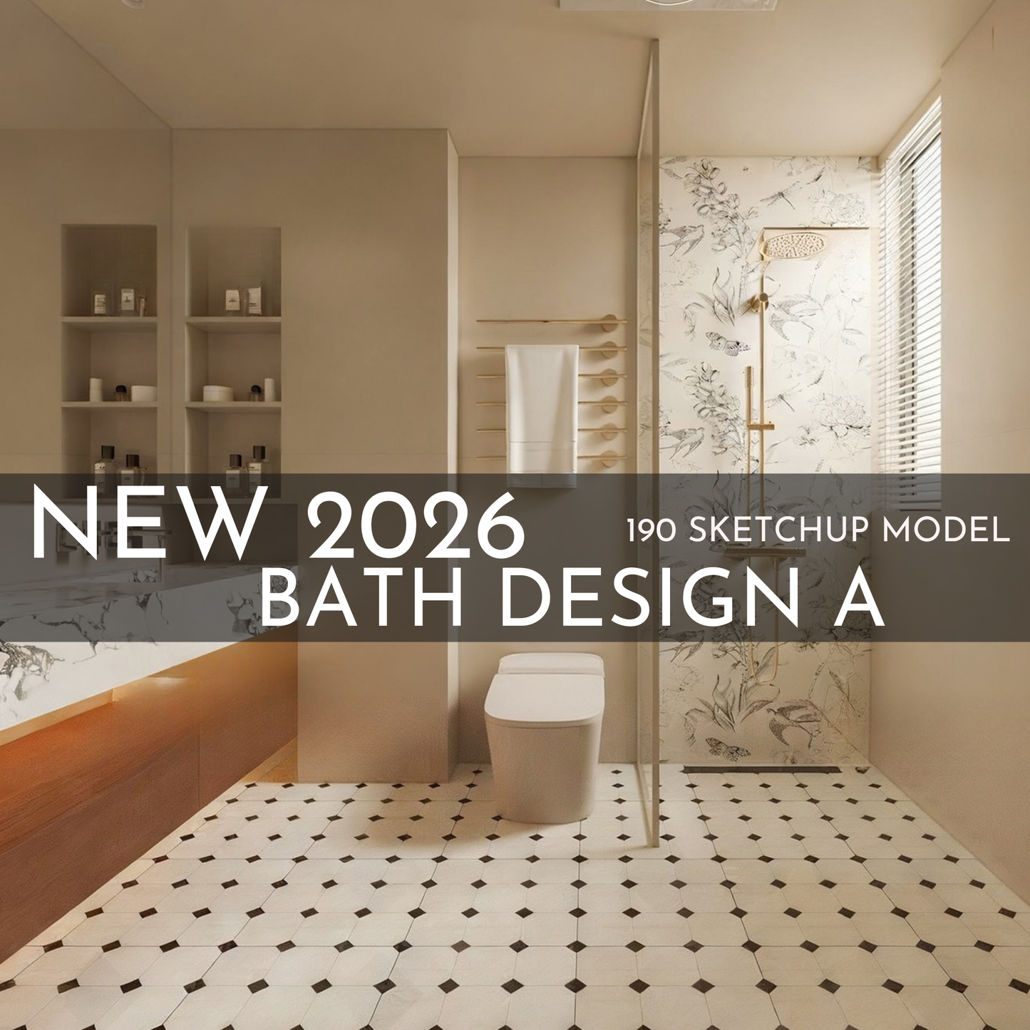 190 Bathroom SketchUp 3D Models | 2026 New Bath Design A | Interior Design Asset Pack