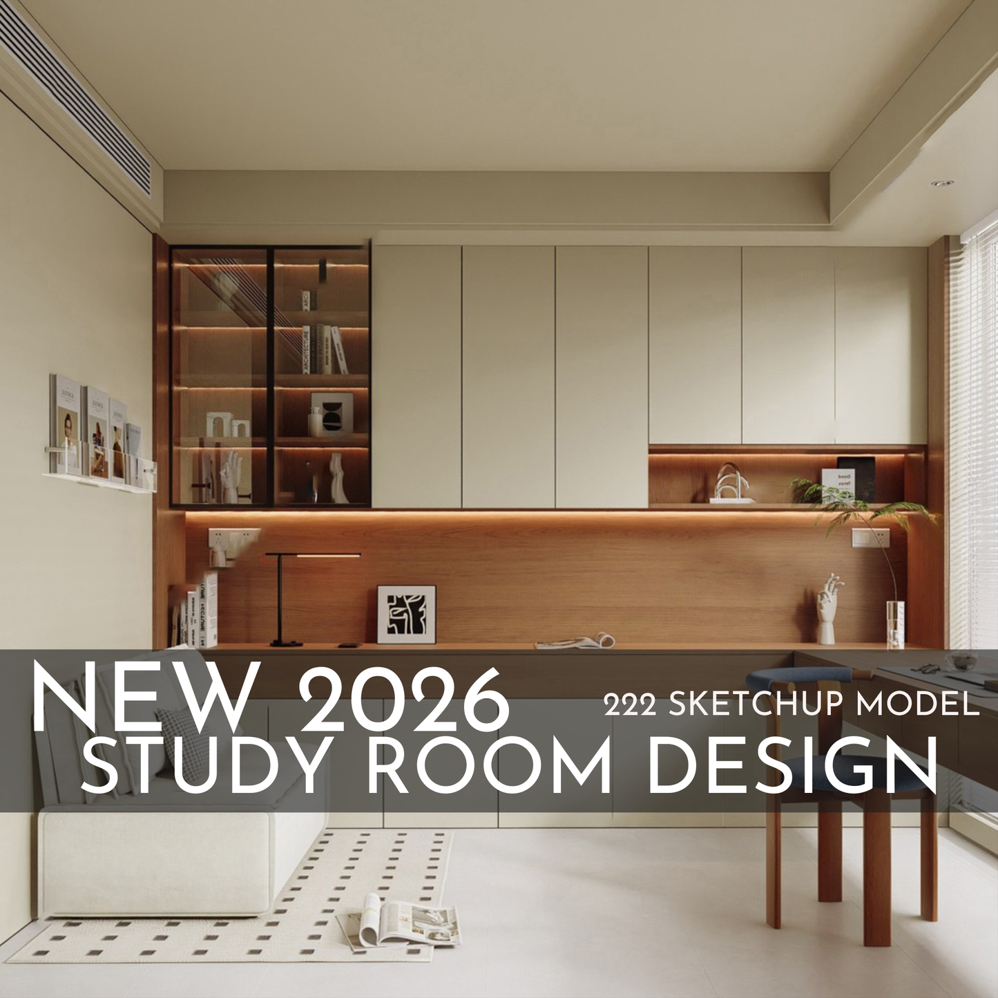 222 Study Room SketchUp 3D Models | 2026 New Design | Interior Asset Pack