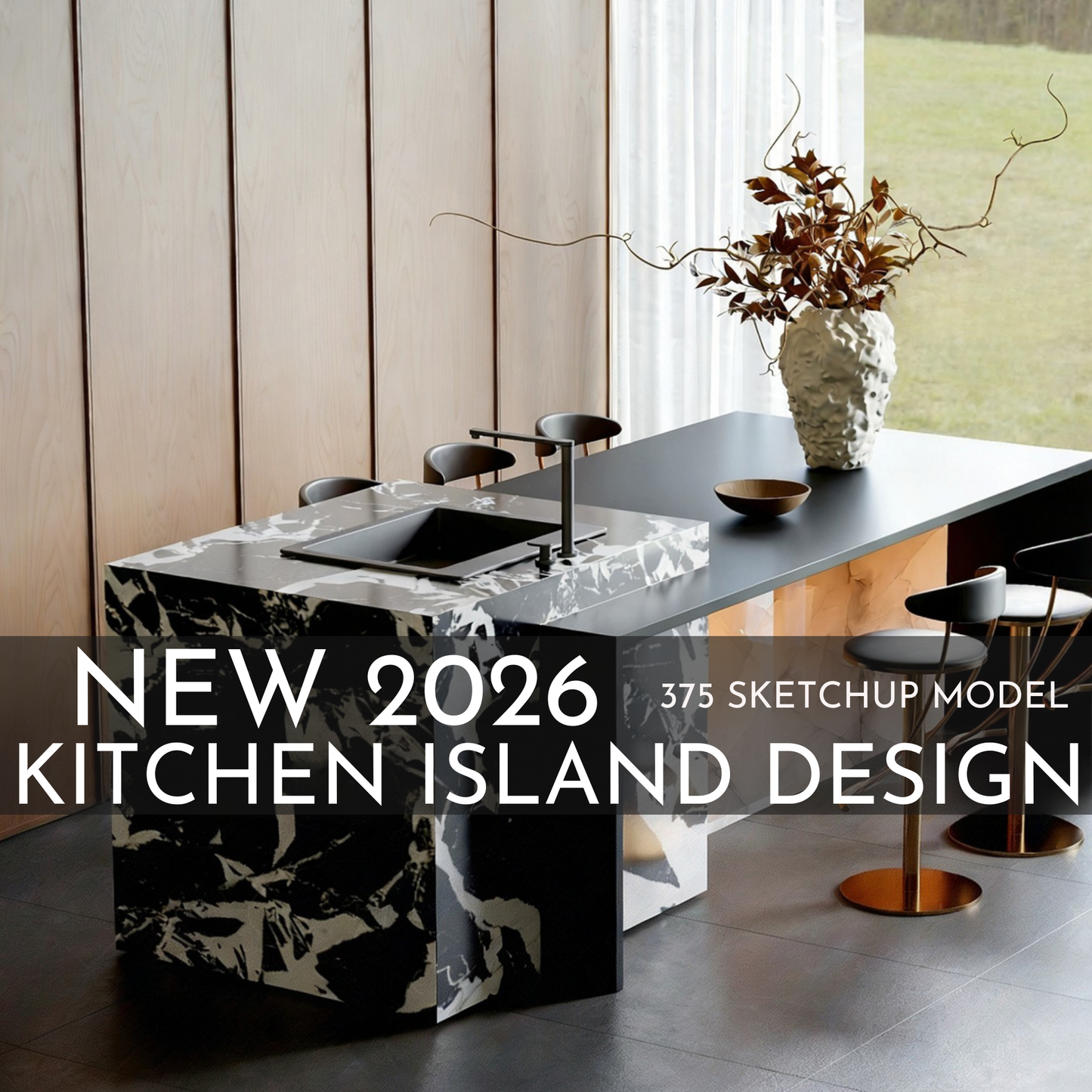 375 Kitchen Island SketchUp 3D Models | 2026 New Design | Interior Asset Pack