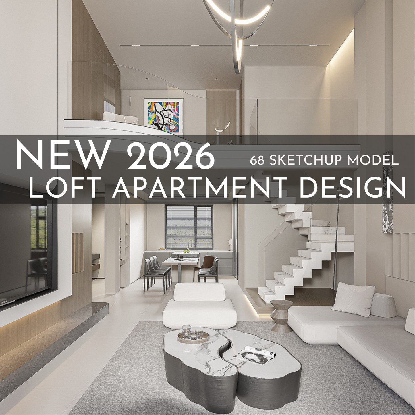 68 Loft Apartment SketchUp 3D Models | Modern Interior Asset Pack