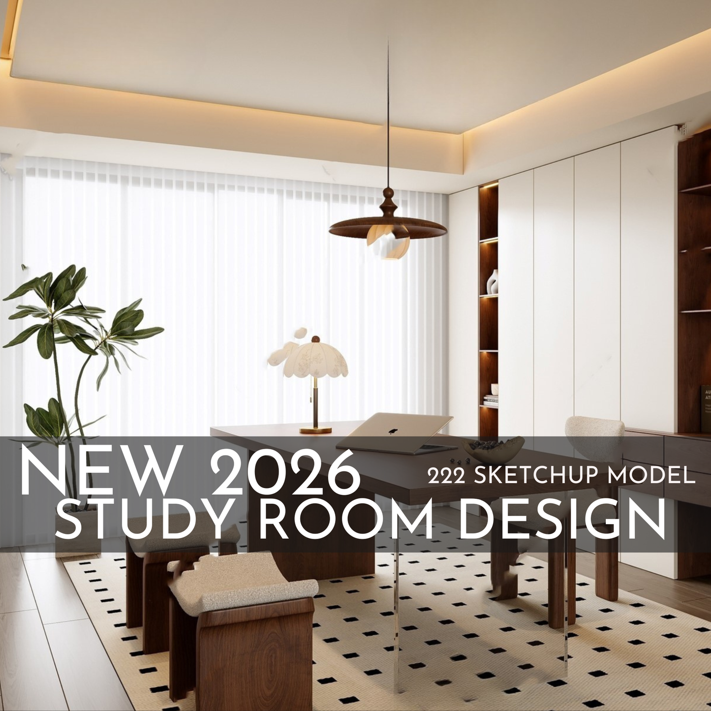 222 Study Room SketchUp 3D Models | 2026 New Design | Interior Asset Pack