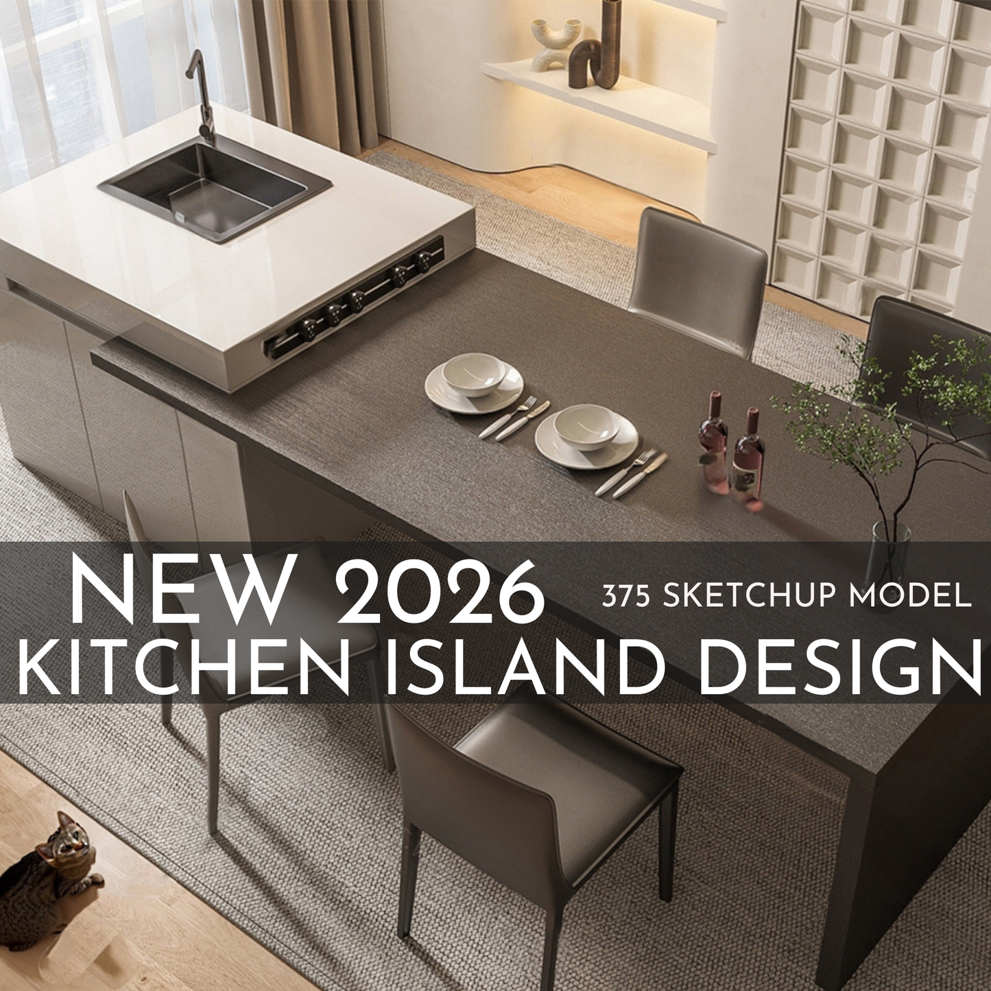 375 Kitchen Island SketchUp 3D Models | 2026 New Design | Interior Asset Pack