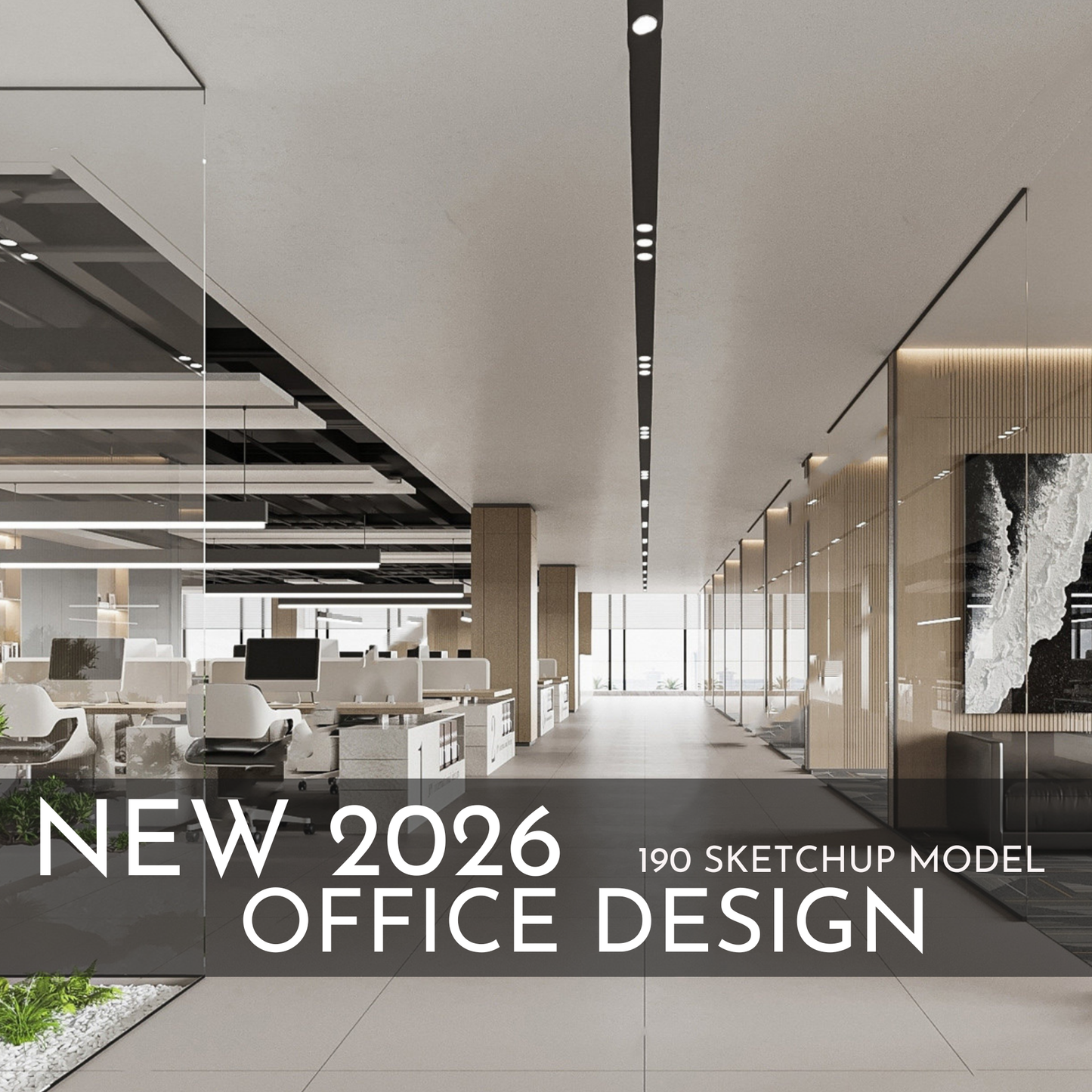 Office Design | 190 SketchUp 3D Models | Corporate Interior Asset Full Bundle