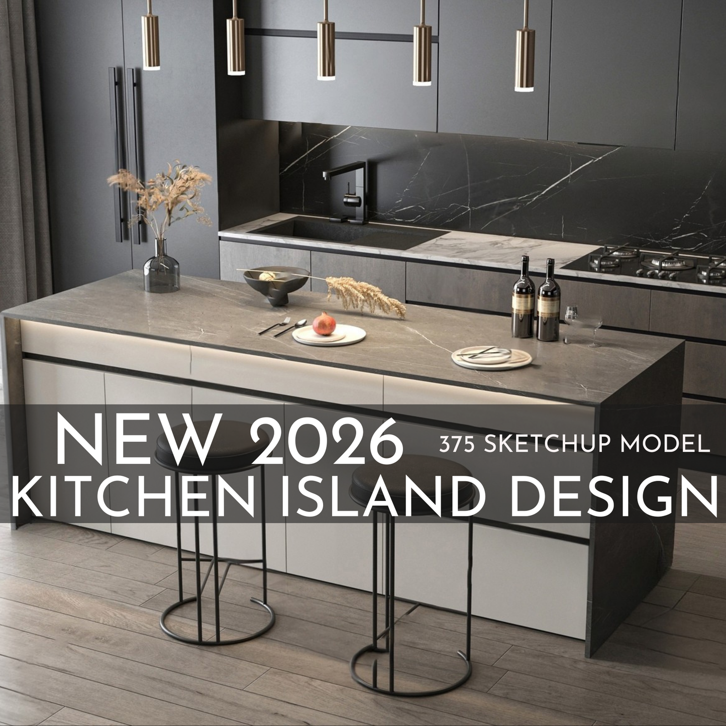 375 Kitchen Island SketchUp 3D Models | 2026 New Design | Interior Asset Pack