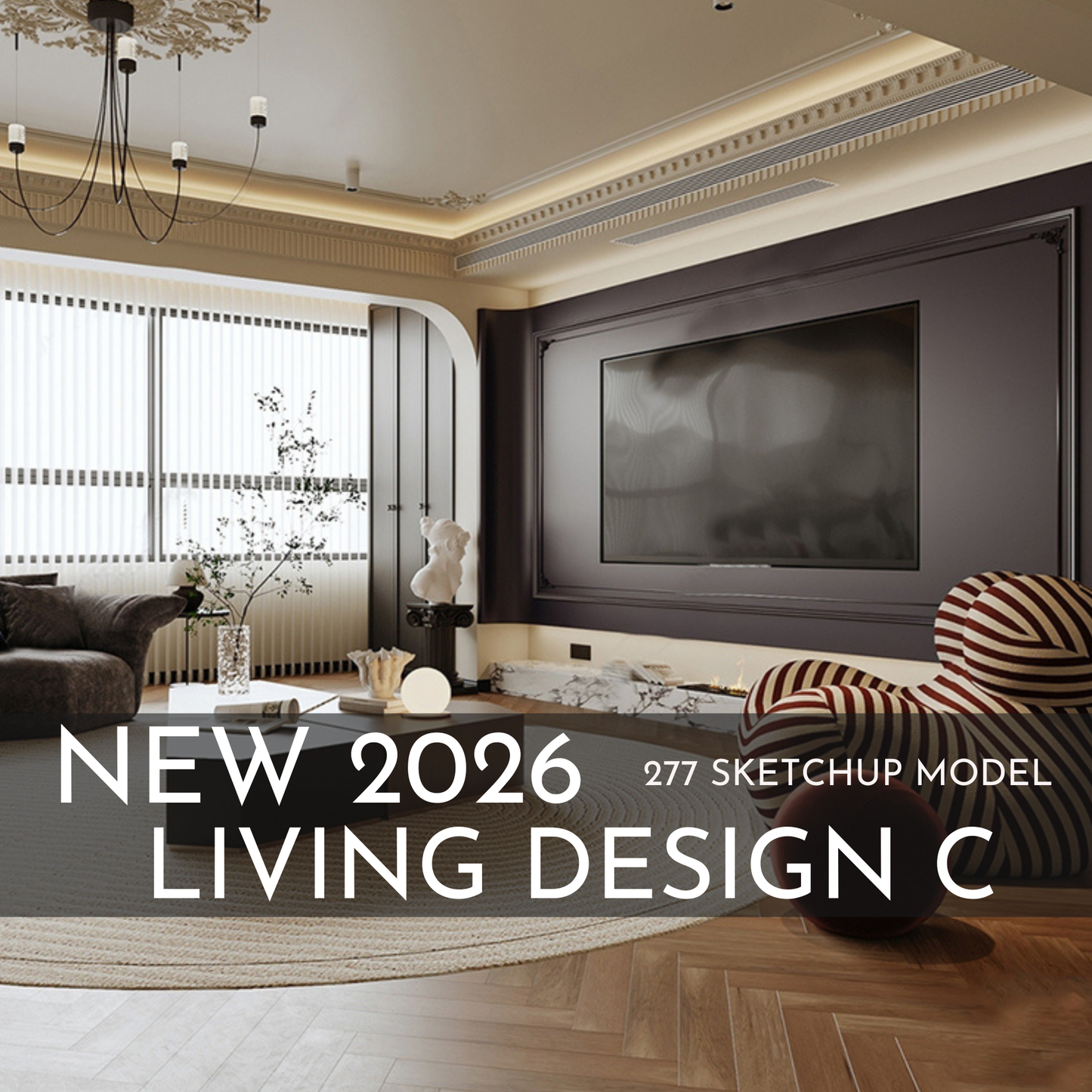 277 Living Room Design C SketchUp 3D Models | 2026 New Design | Interior Asset Pack