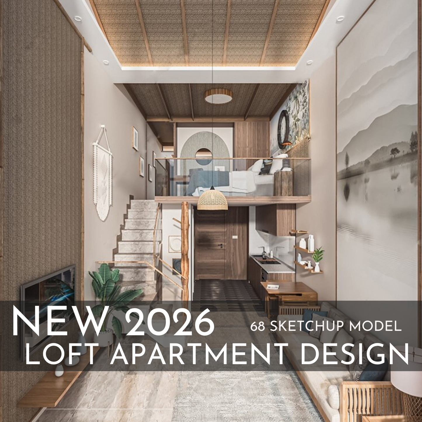 68 Loft Apartment SketchUp 3D Models | Modern Interior Asset Pack